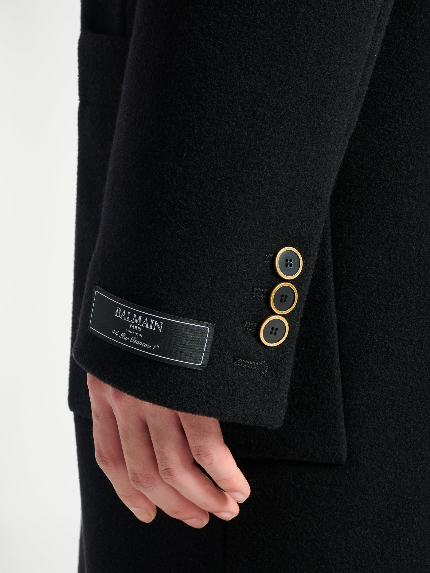 Long wool and velvet coat