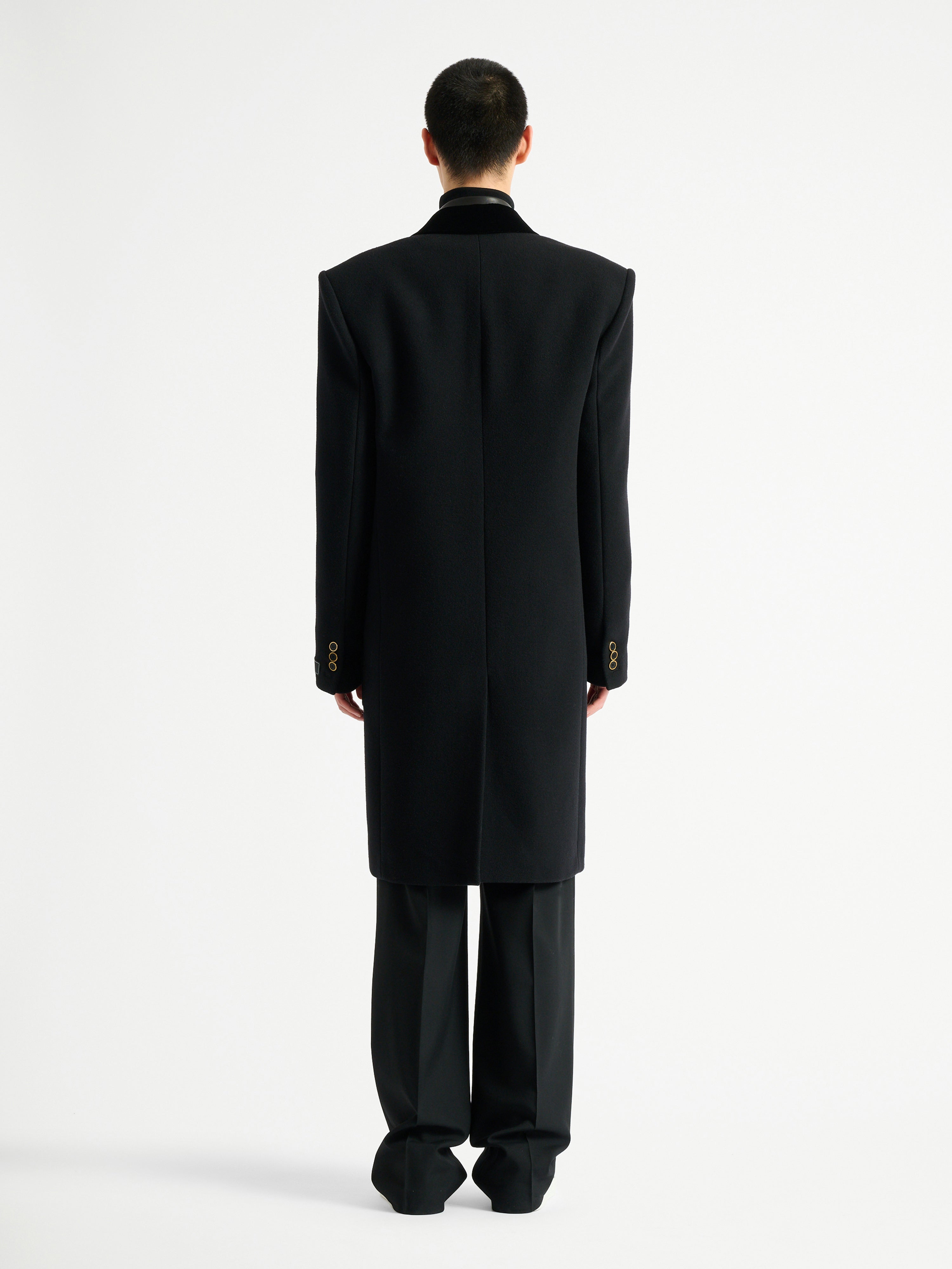 Long wool and velvet coat black - Men | BALMAIN