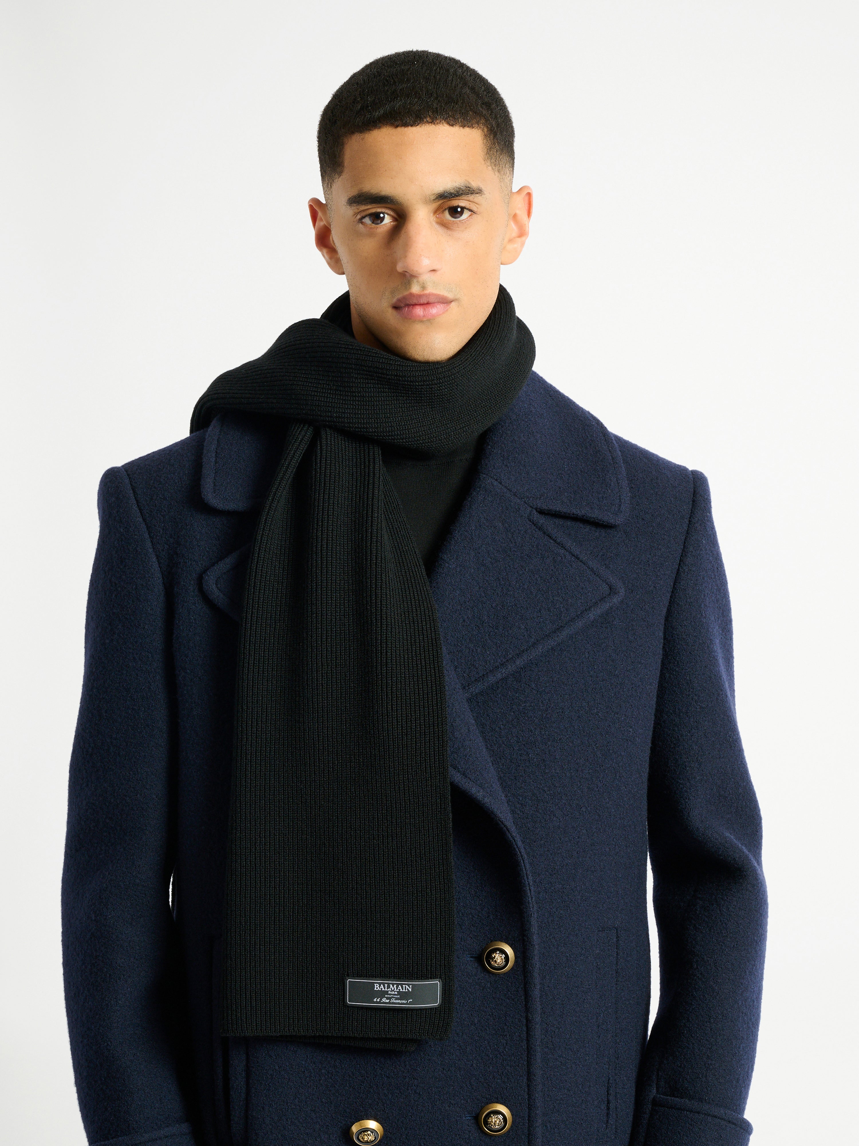 BALMAIN ストール　バルマン Balmain Paris wool scarf black - Men | BALMAIN