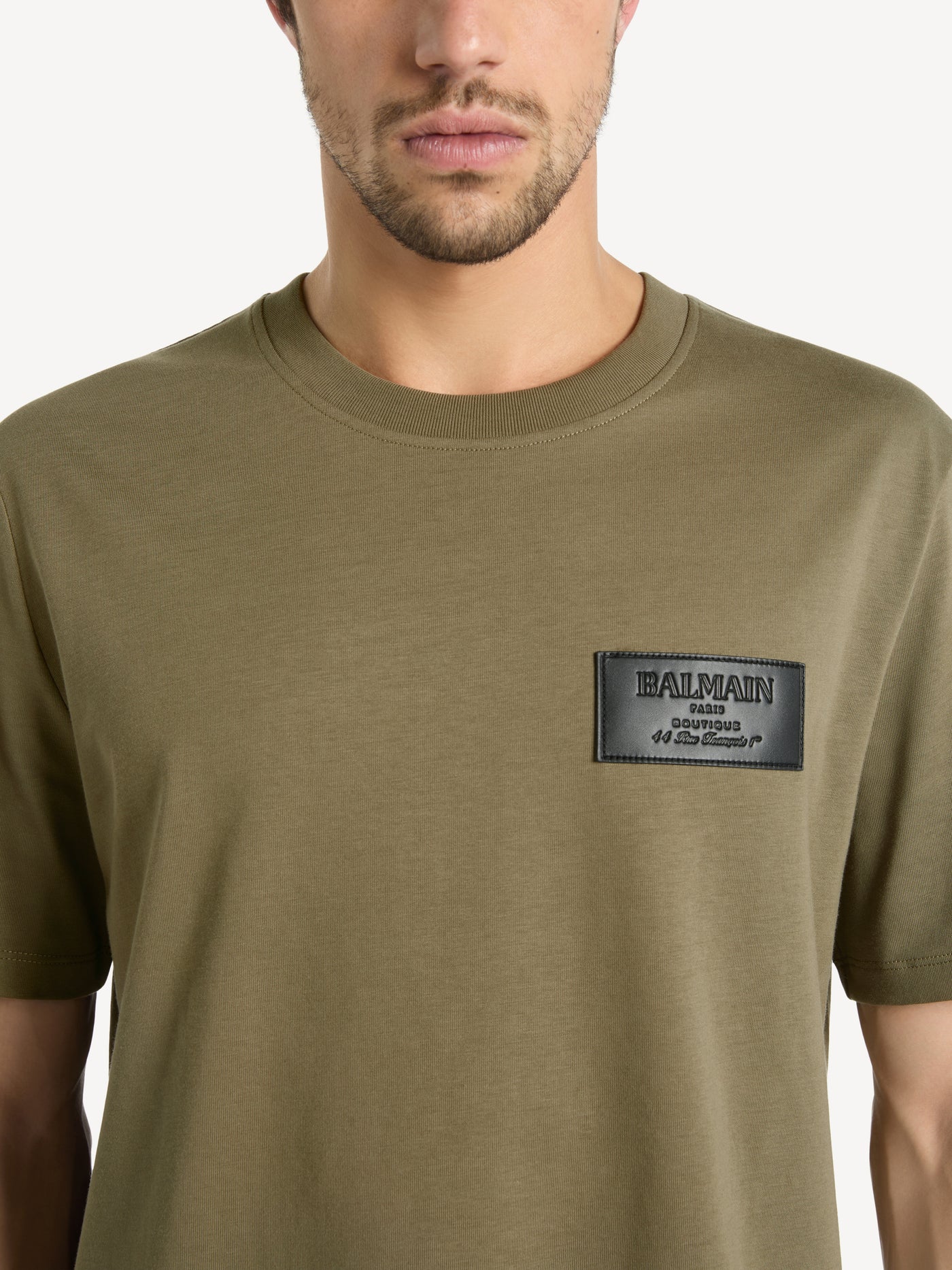 T-shirt with Balmain Vintage leather label