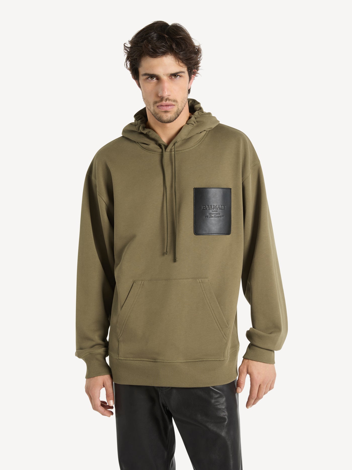Hoodie with Balmain Vintage leather label