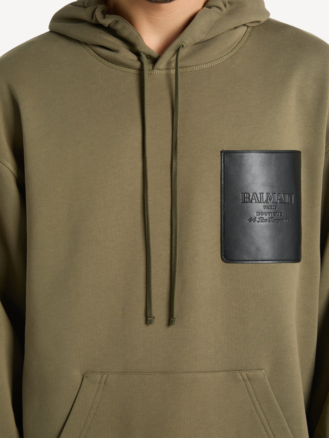 Hoodie with Balmain Vintage leather label