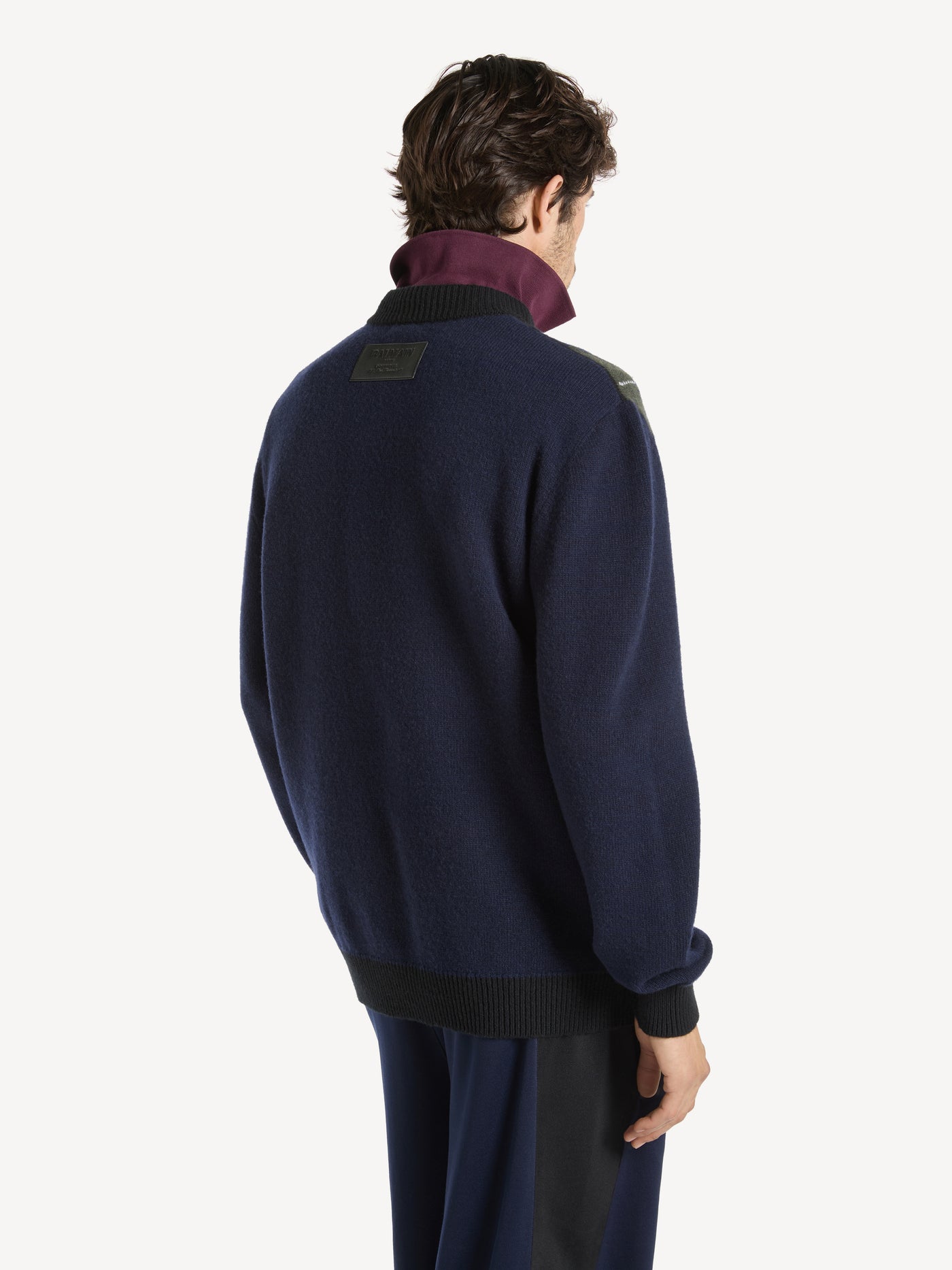 Merino wool jumper with diamond pattern