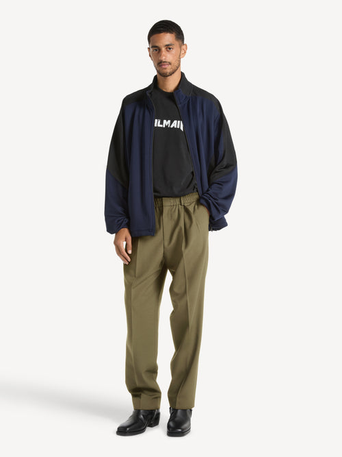 Wool trousers with elasticated waist