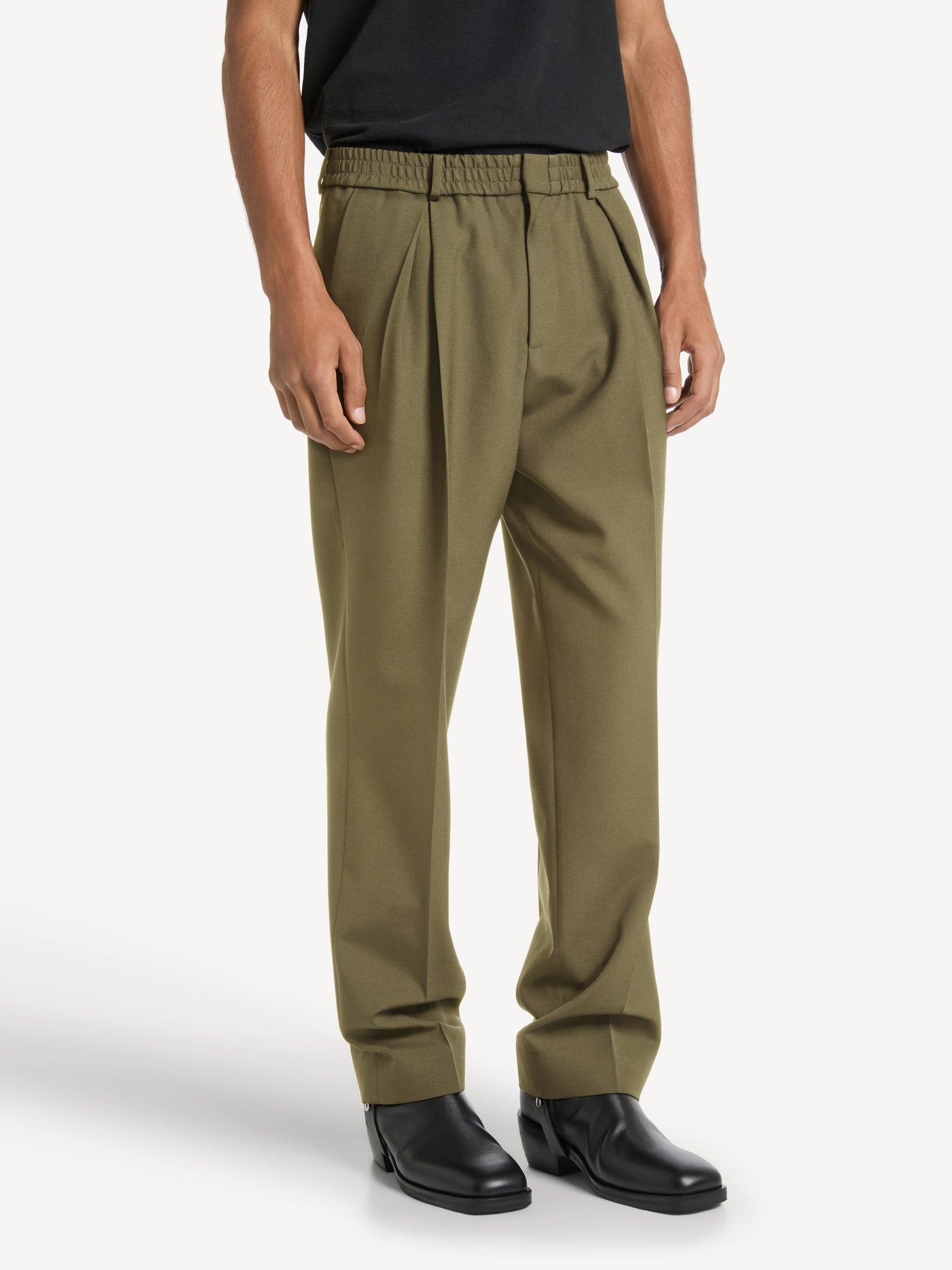 Wool trousers with elasticated waist