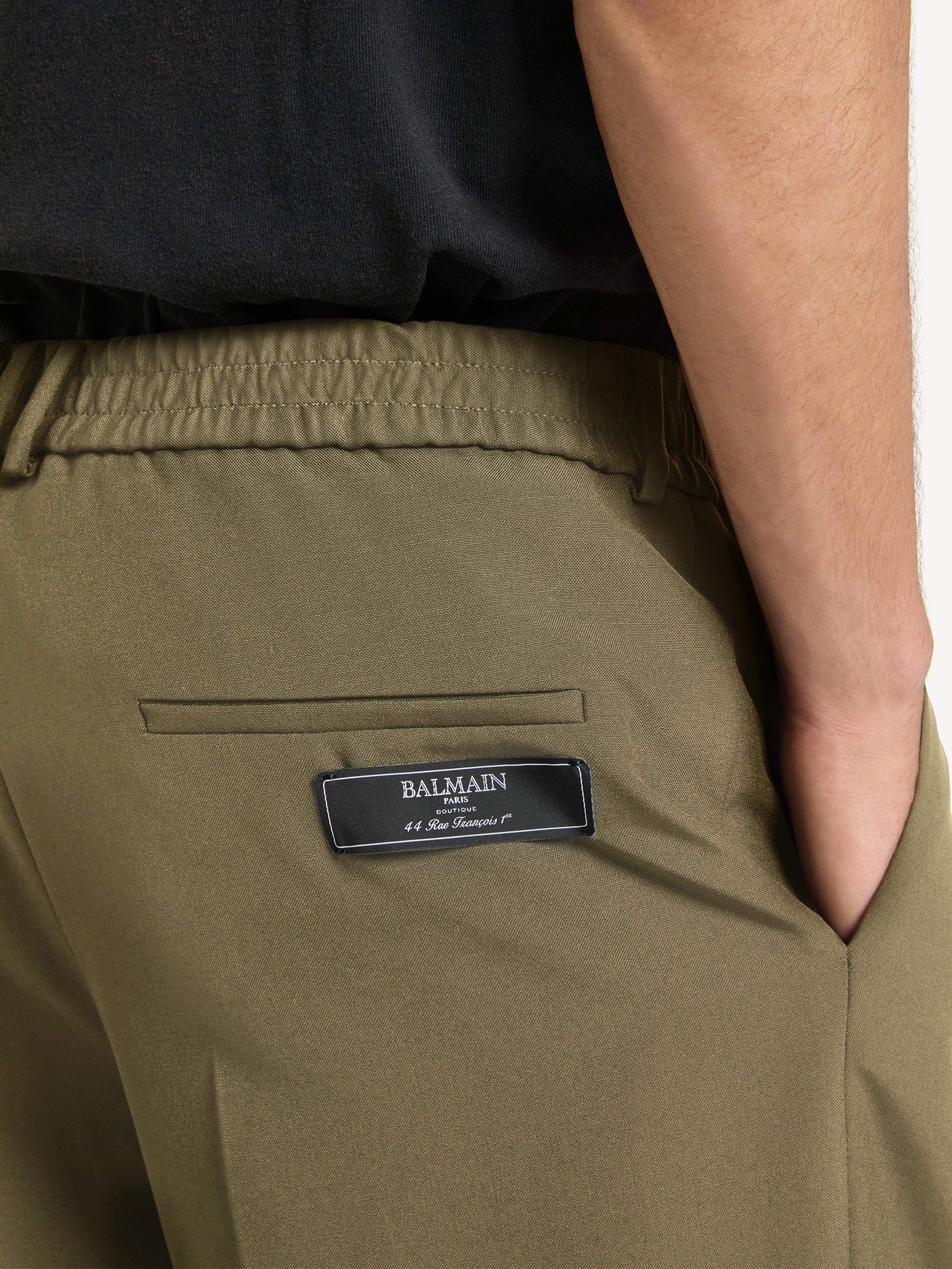 Wool trousers with elasticated waist Green - Men I Balmain
