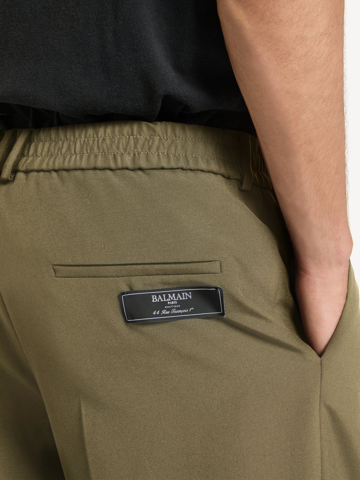 Wool trousers with elasticated waist