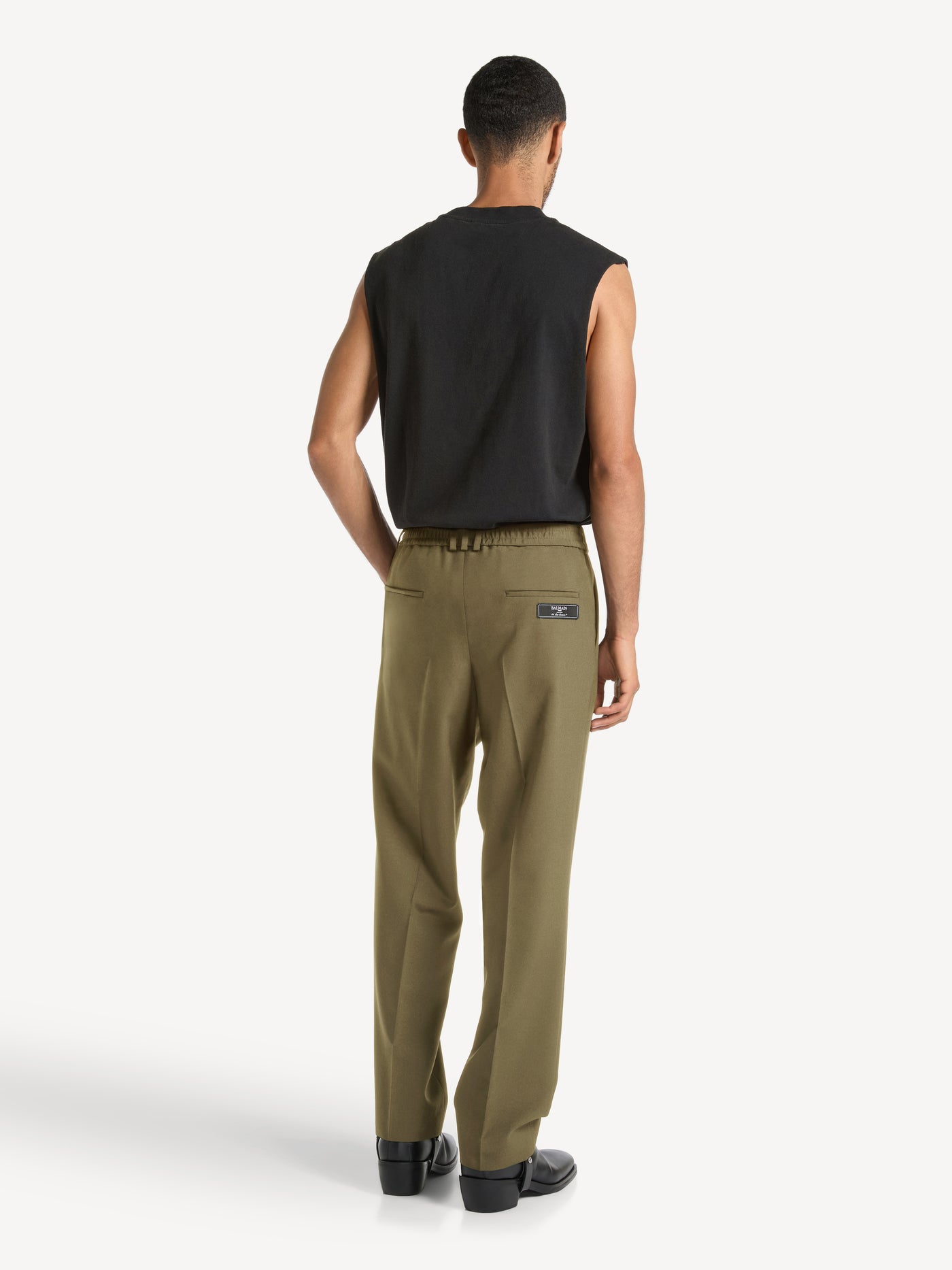 Wool trousers with elasticated waist
