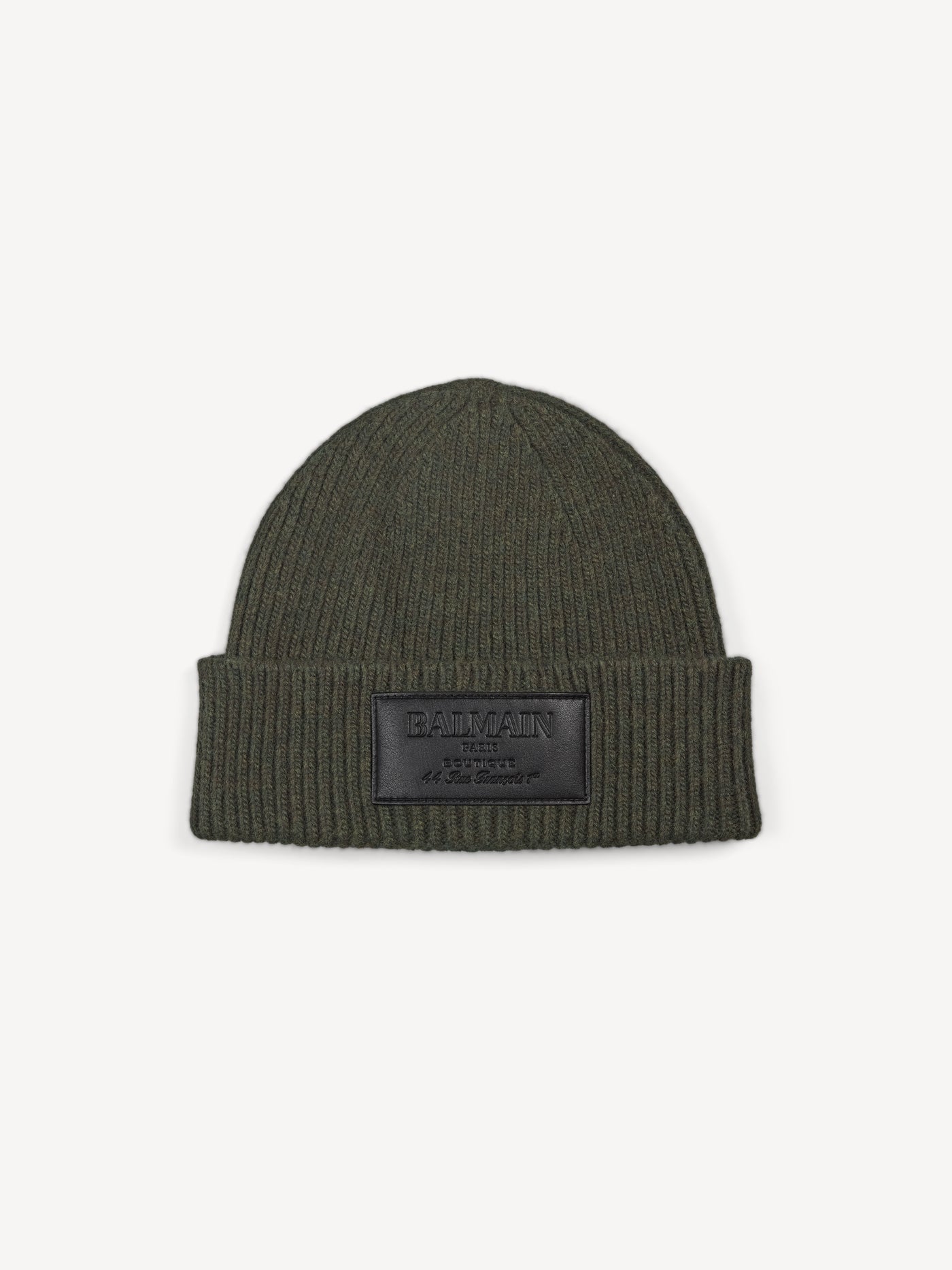 Wool beanie with leather Balmain Vintage label