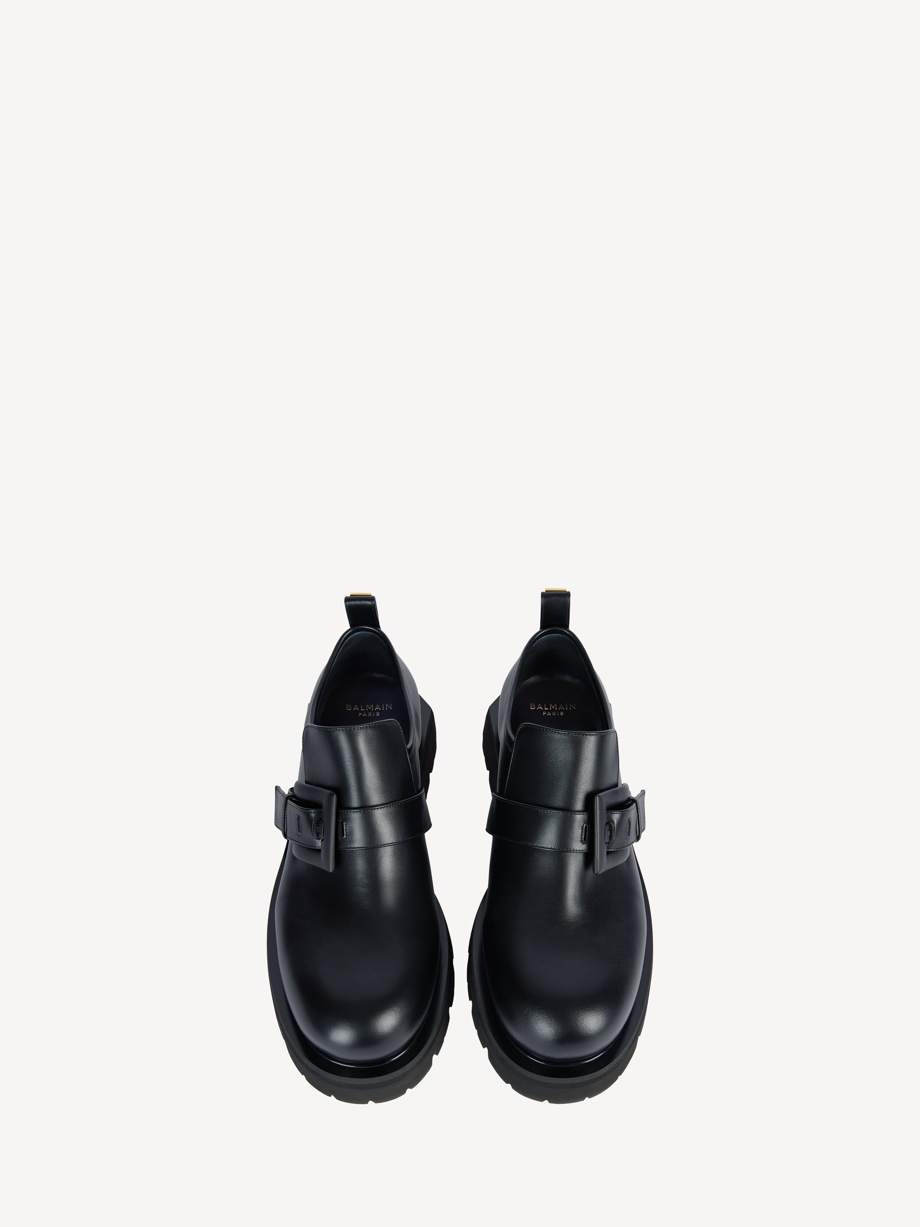 Anthem loafers in glazed leather black - Men | BALMAIN