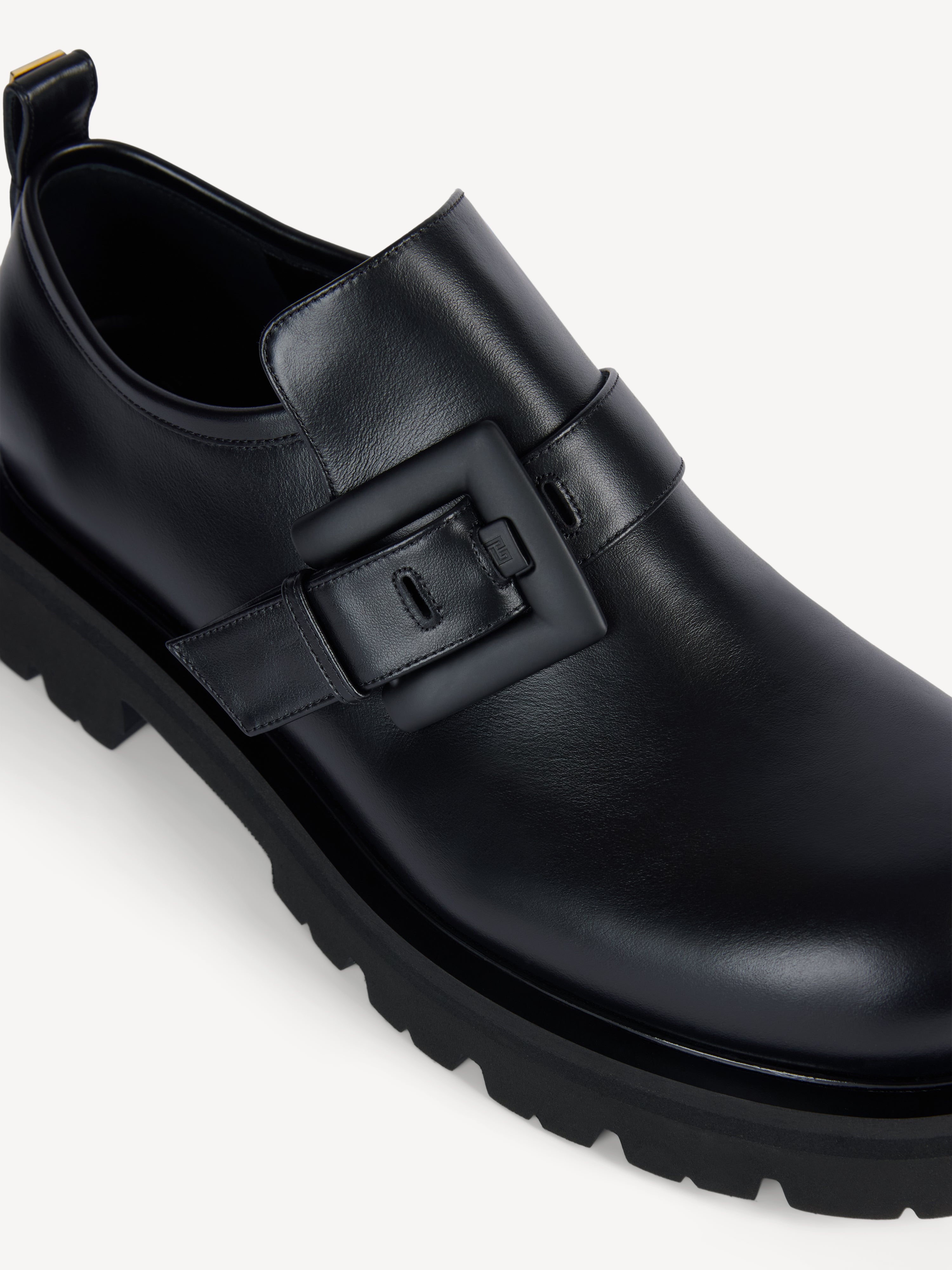 PIERRE BALMAIN スタッズ付き レザーシューズ 43 Anthem loafers in glazed leather black - Men | BALMAIN