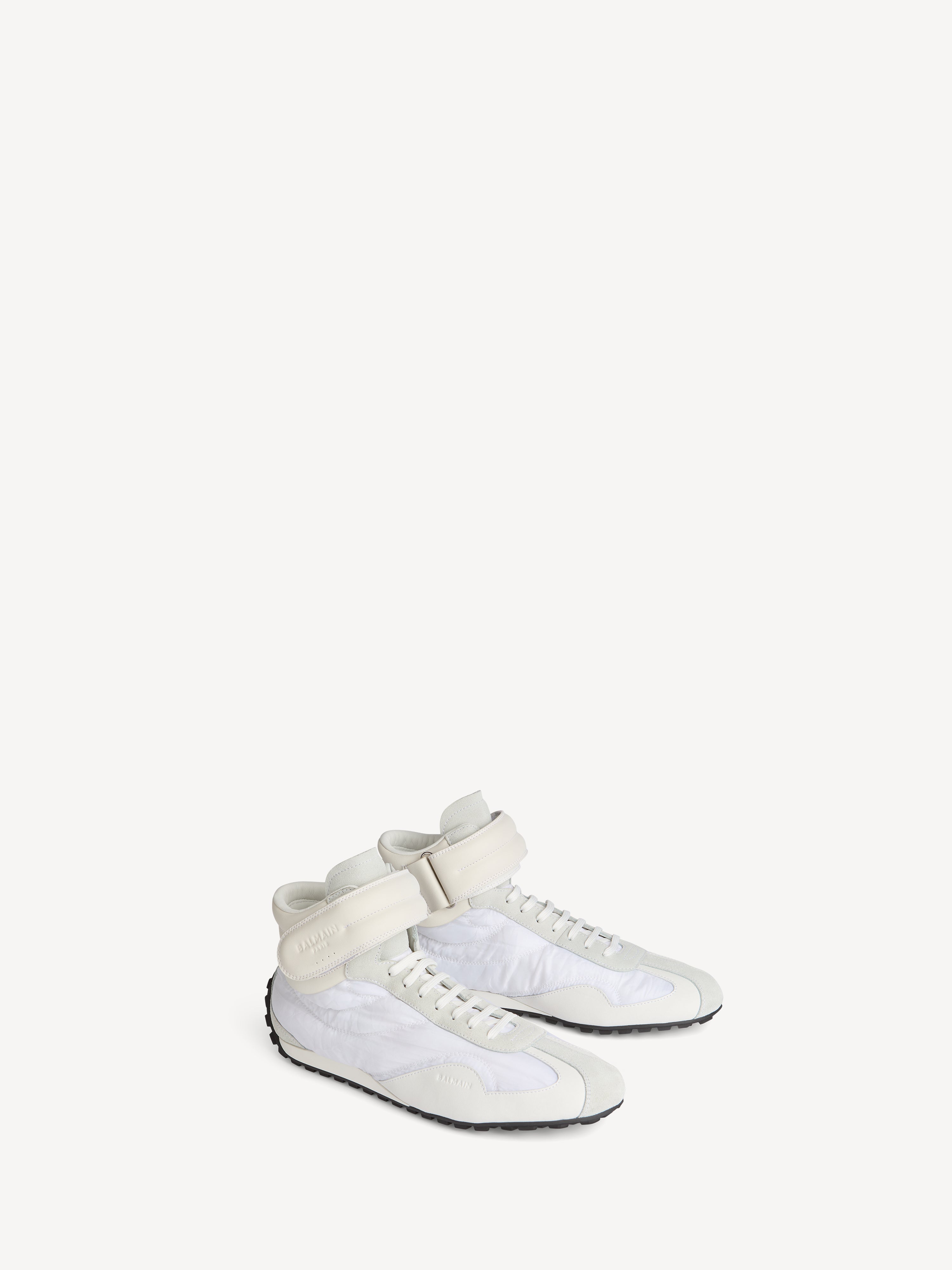 Racing Mid-Top trainers in nylon and leather white - Men | BALMAIN