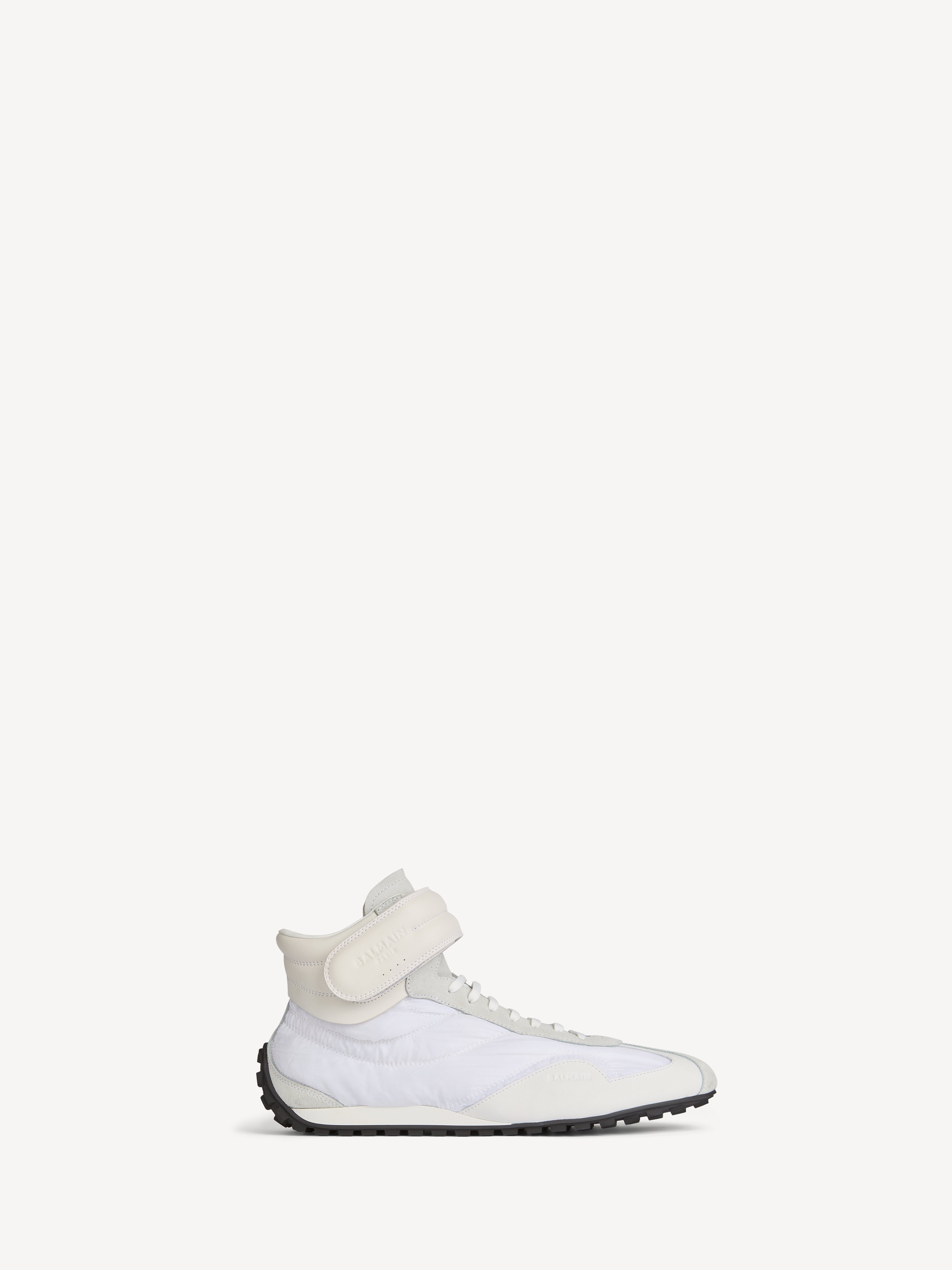Racing Mid-Top trainers in nylon and leather white - Men | BALMAIN