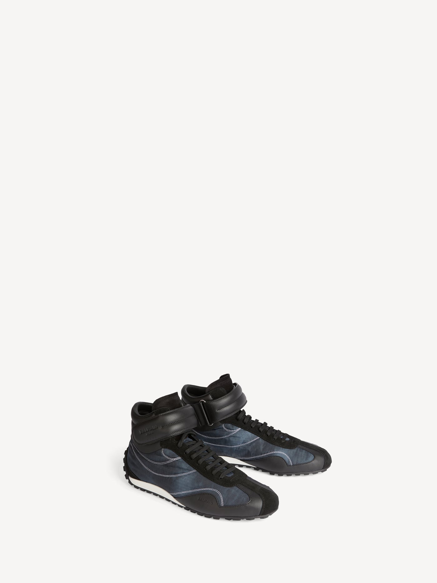 Racing Mid-Top trainers in nylon and leather