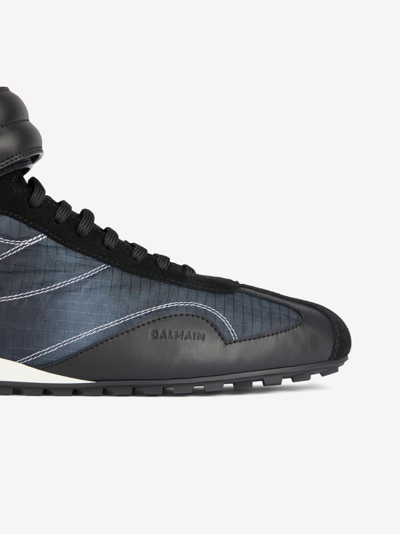Racing Mid-Top trainers in nylon and leather