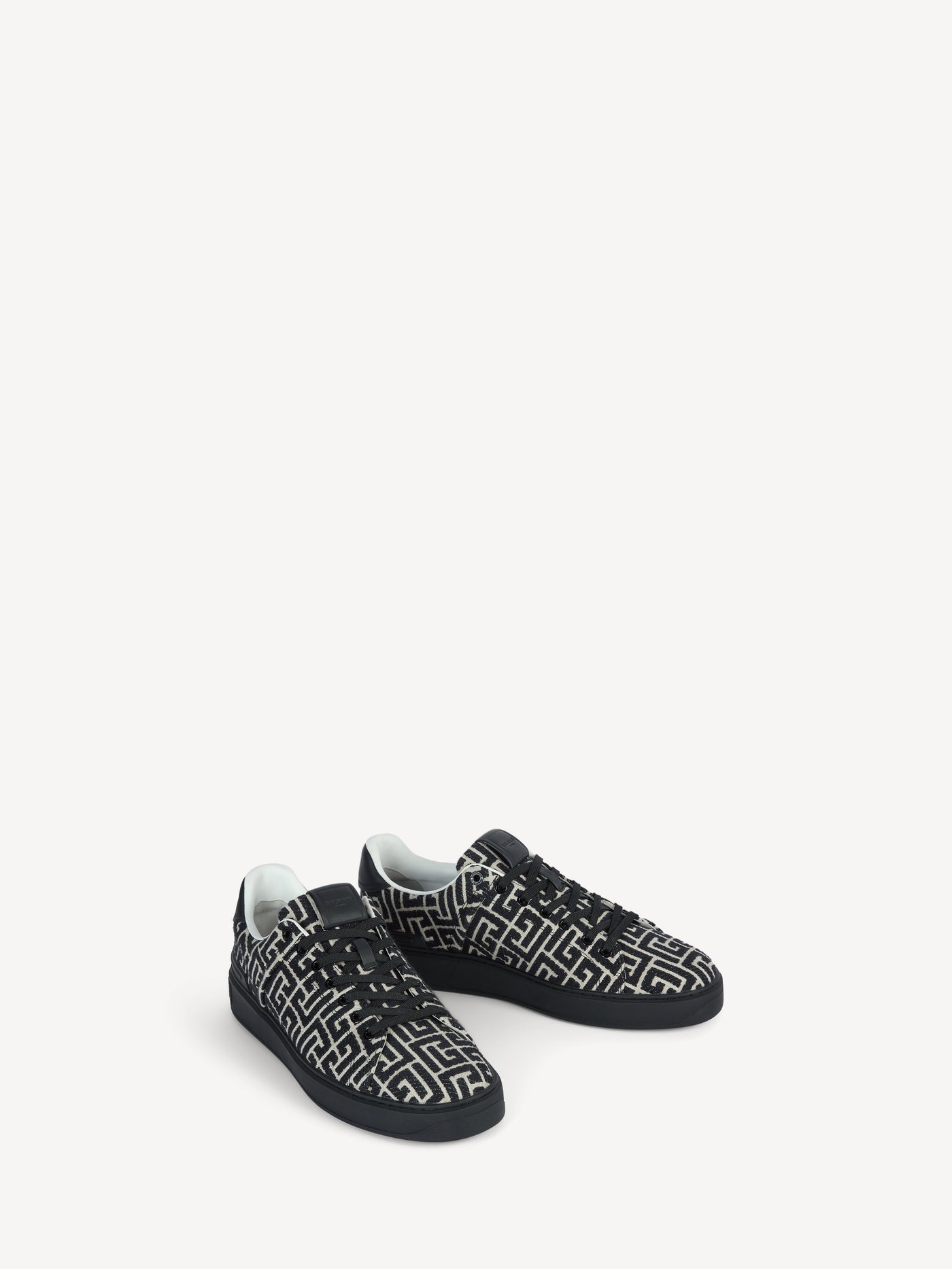 B-Court trainers in leather and Monogram jacquard