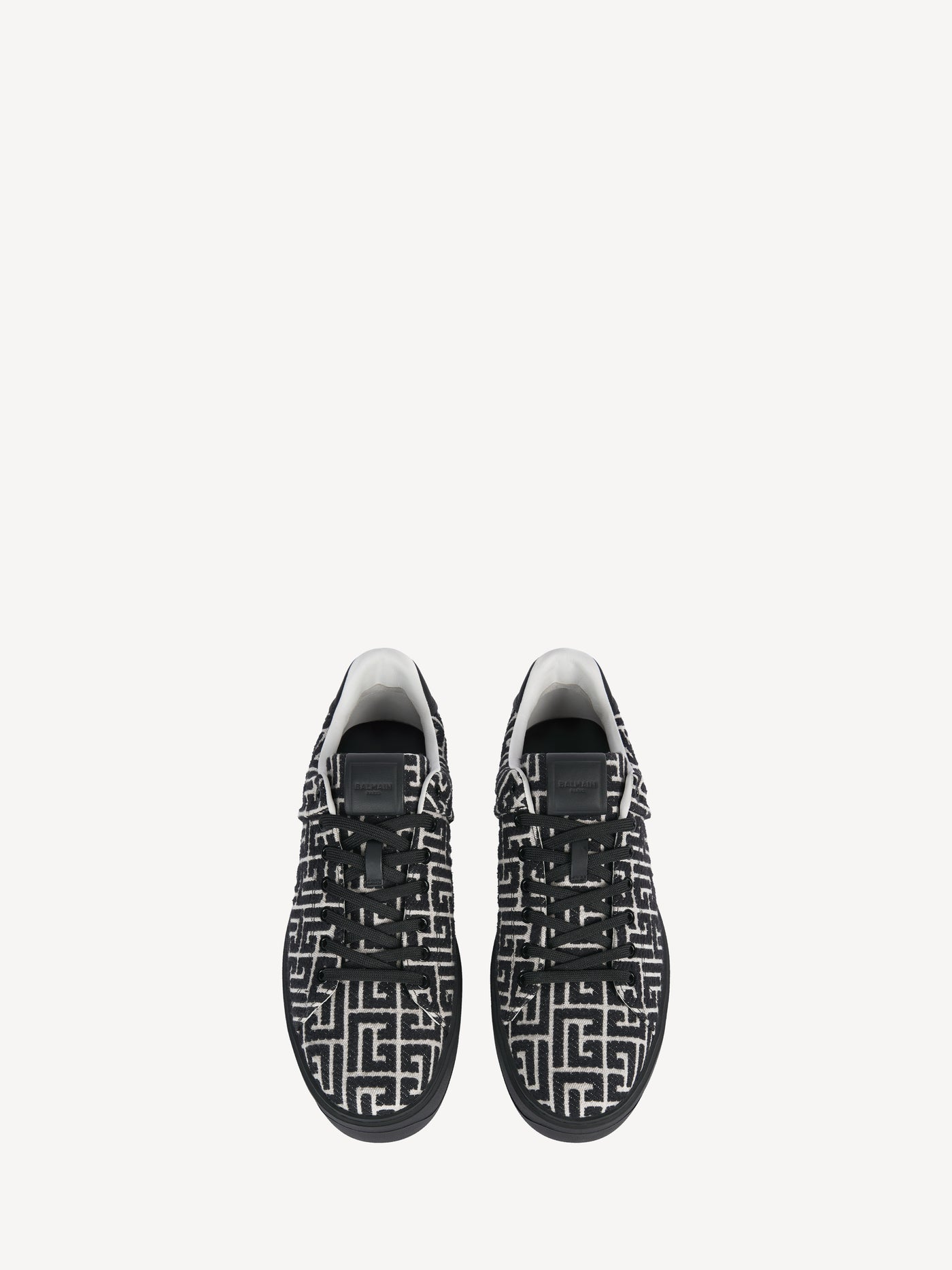 B-Court trainers in leather and Monogram jacquard