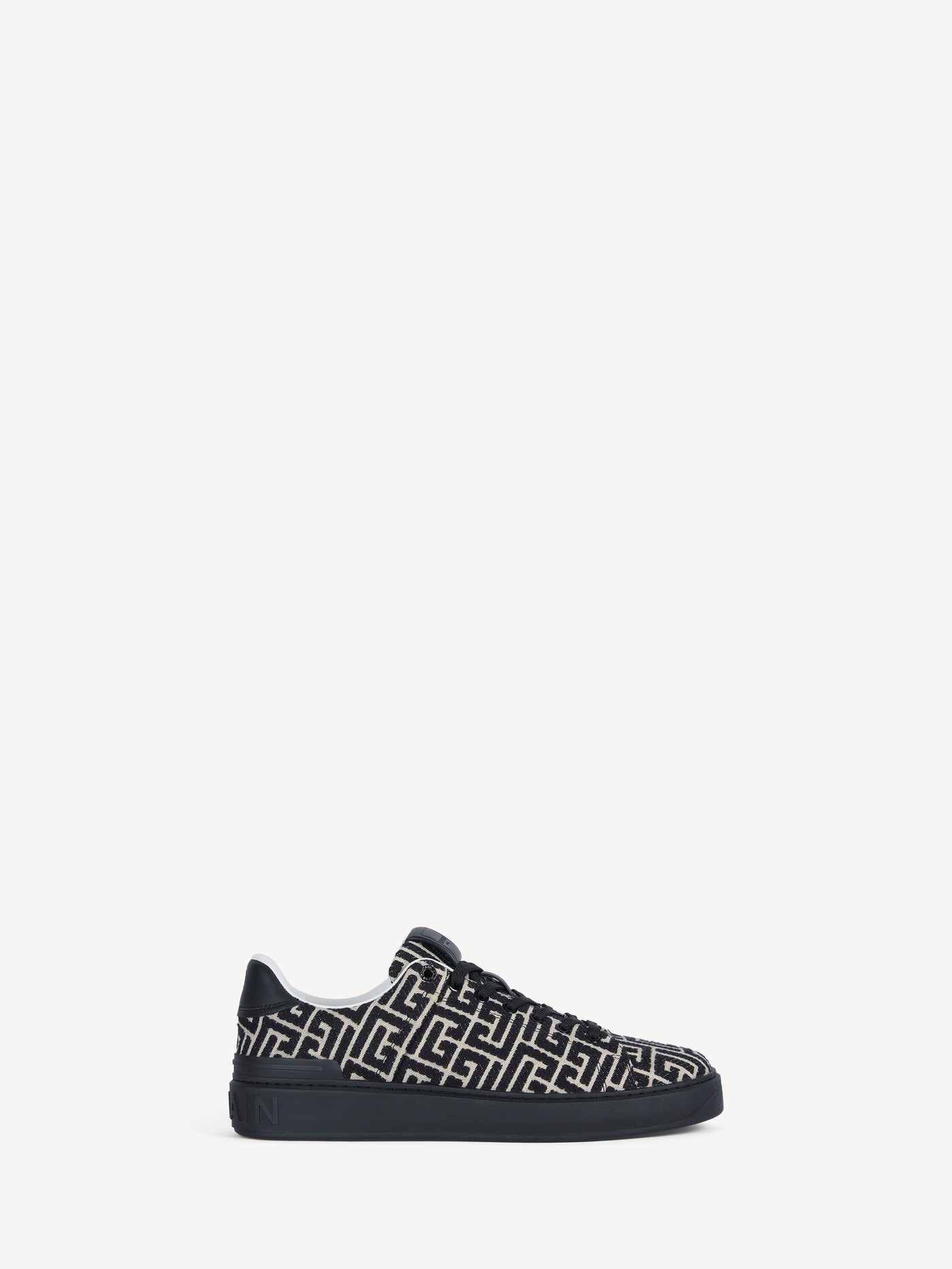B-Court trainers in leather and Monogram jacquard