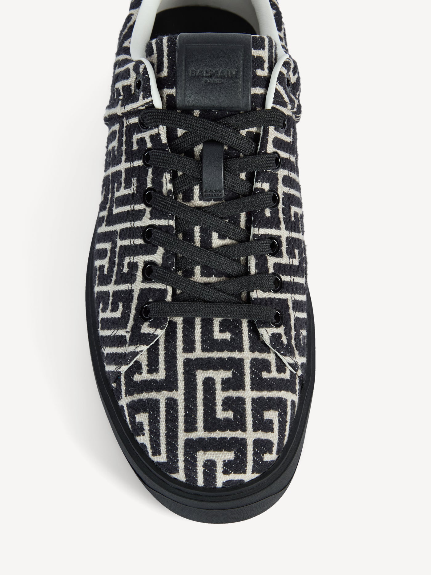 B-Court trainers in leather and Monogram jacquard
