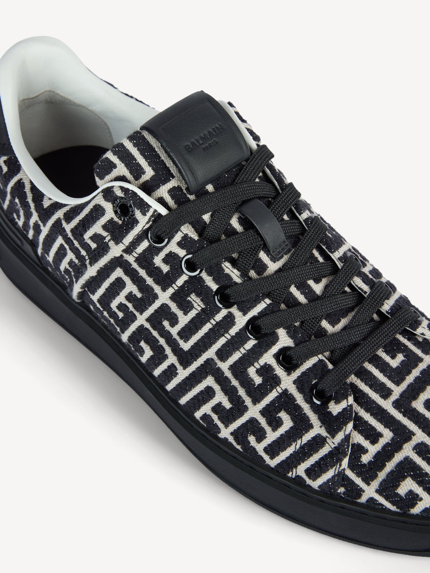 B-Court trainers in leather and Monogram jacquard