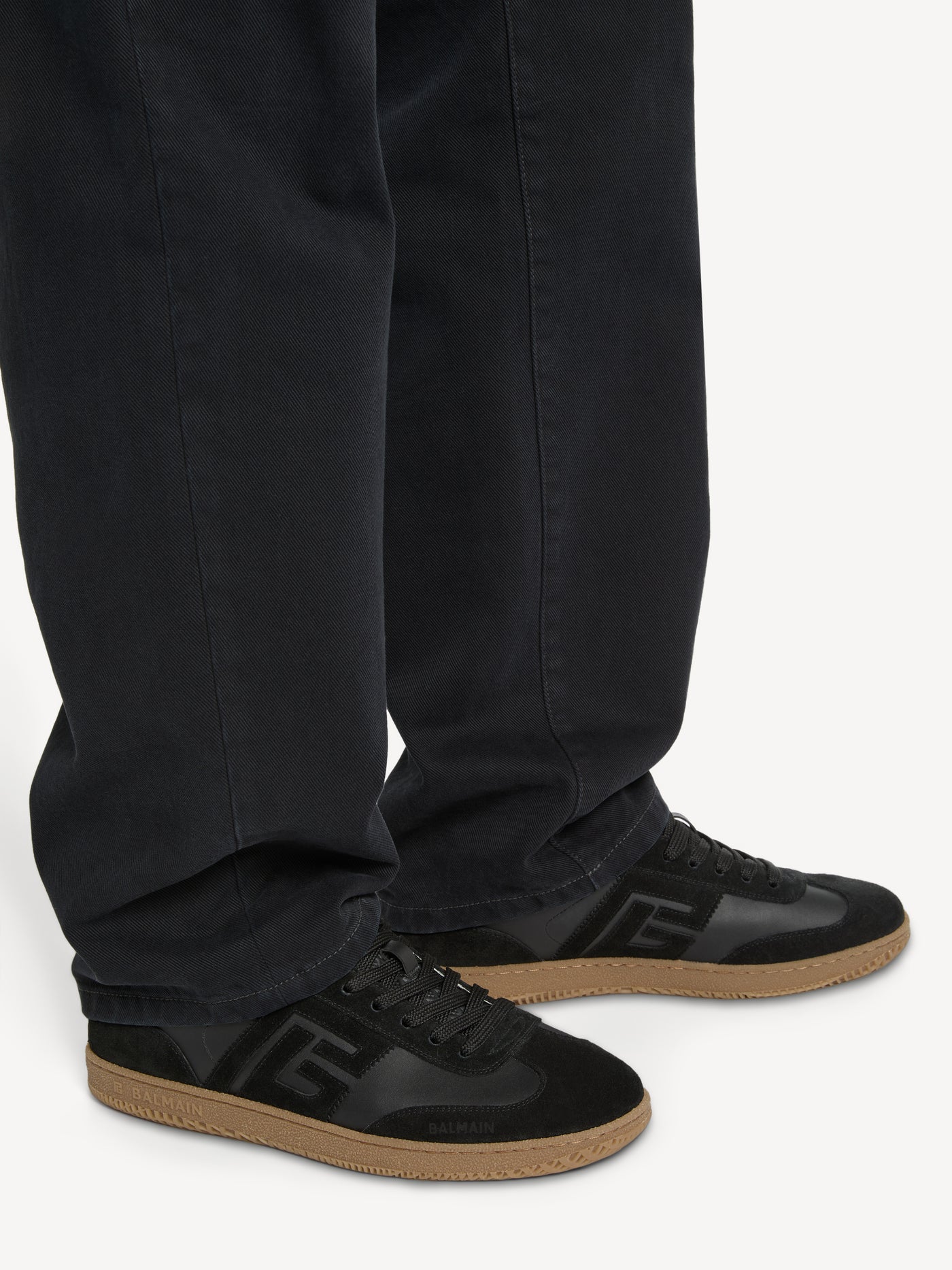 Balmain Swan suede and smooth leather trainers