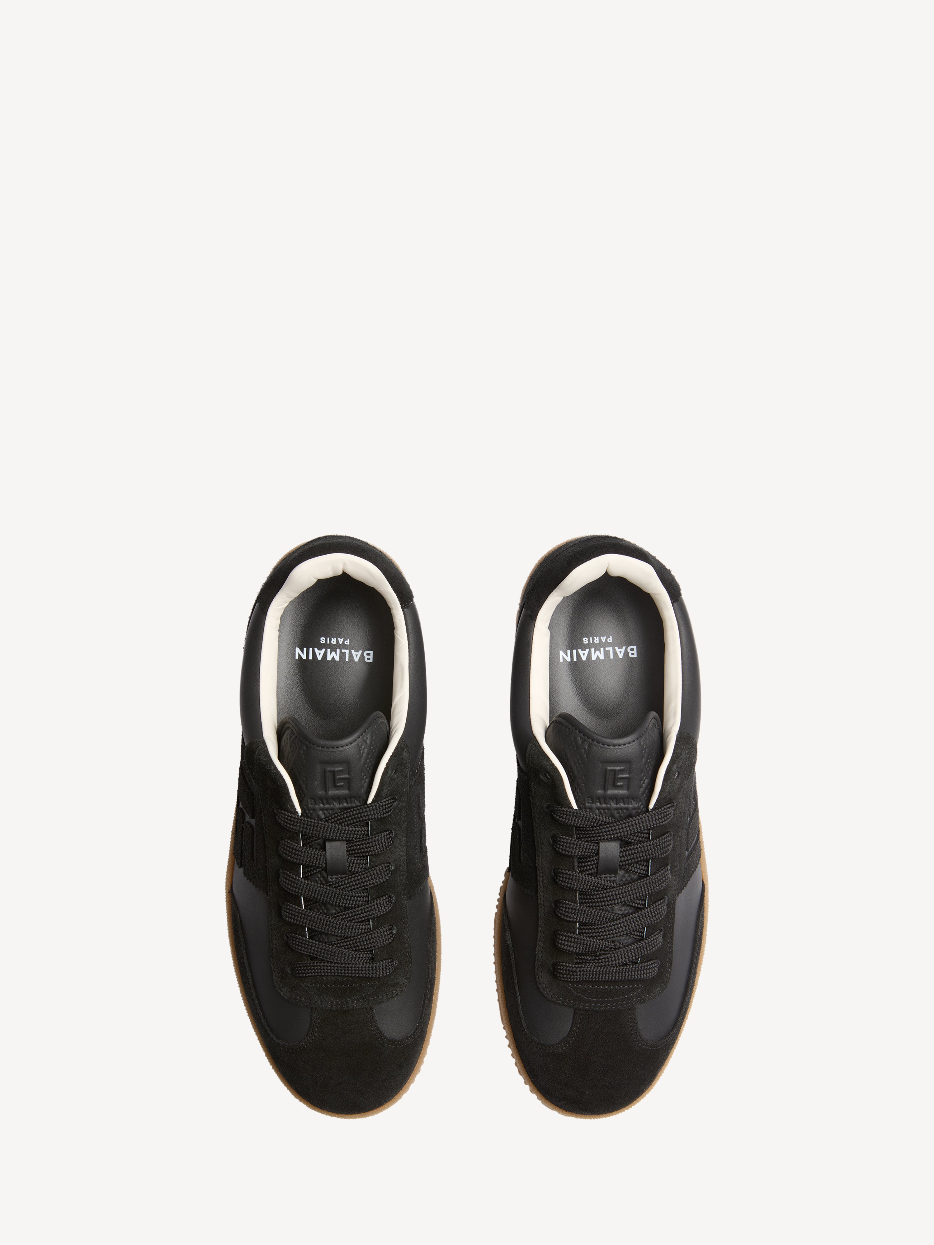 Balmain Swan suede and smooth leather trainers black - Men | BALMAIN