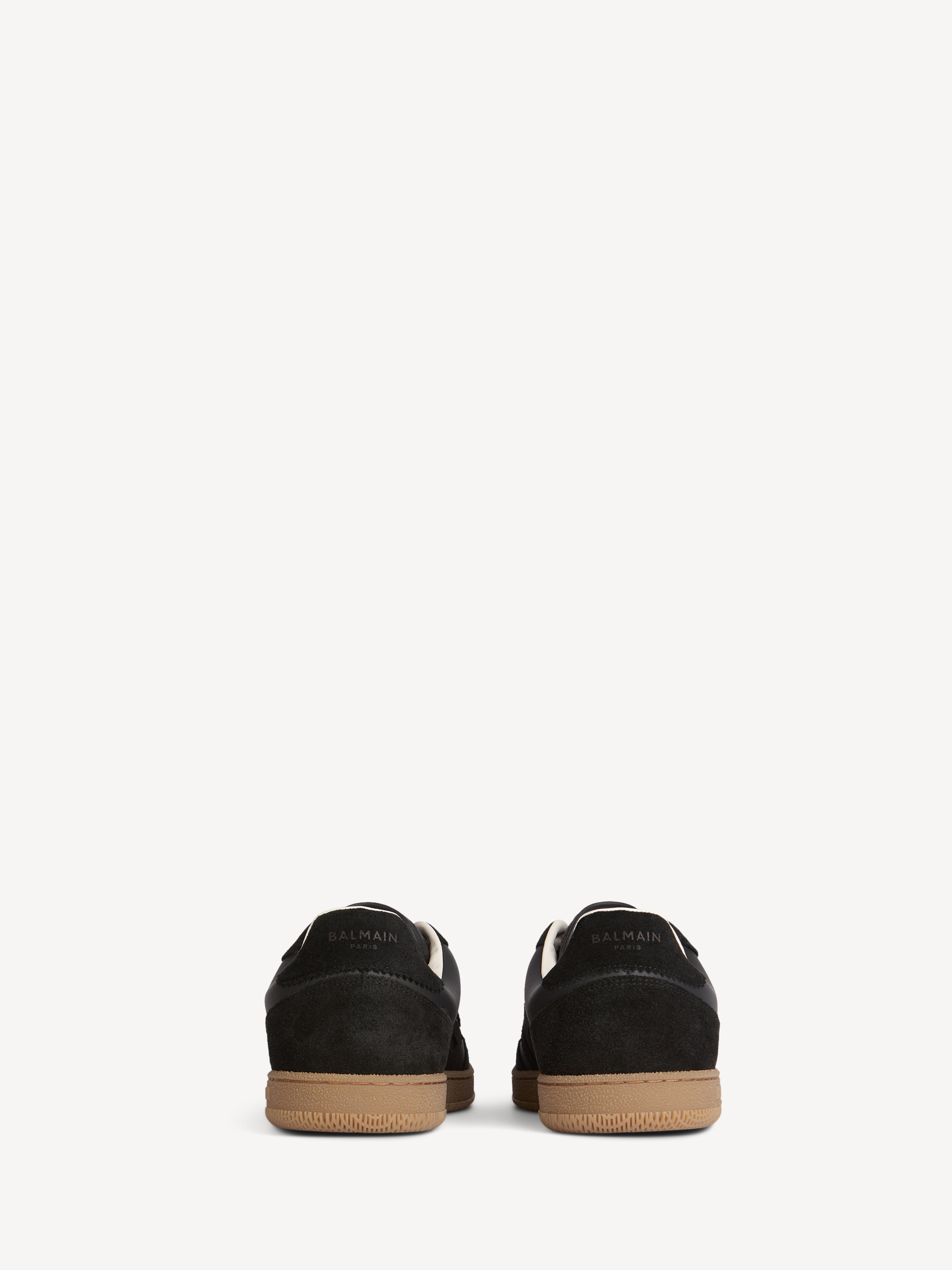 Balmain Swan suede and smooth leather trainers black - Men | BALMAIN