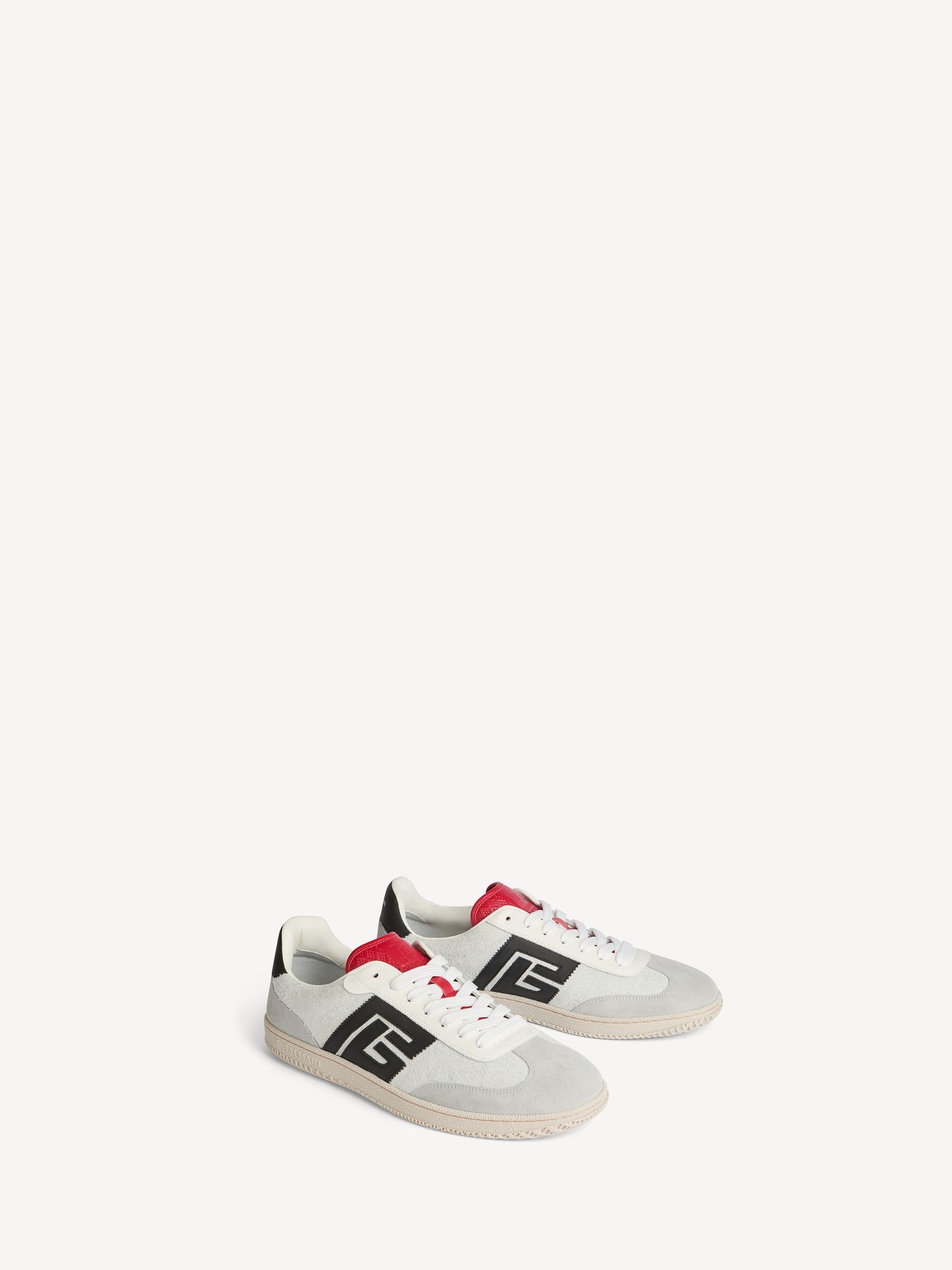Balmain Swan suede and smooth leather trainers