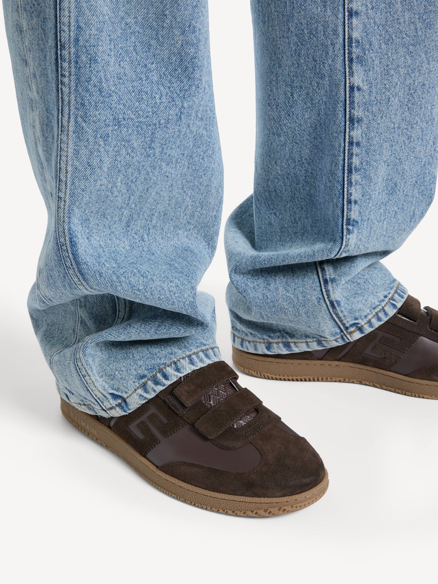 Balmain Swan trainers in smooth leather and suede