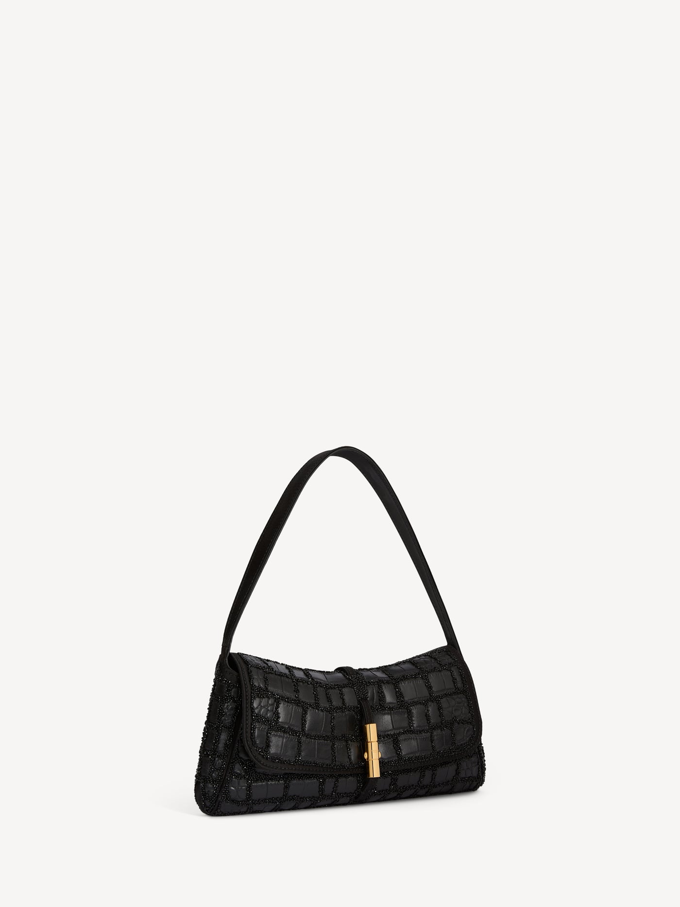 BALMAIN METROPOLIS bag in crocodile-effect leather with embroidery