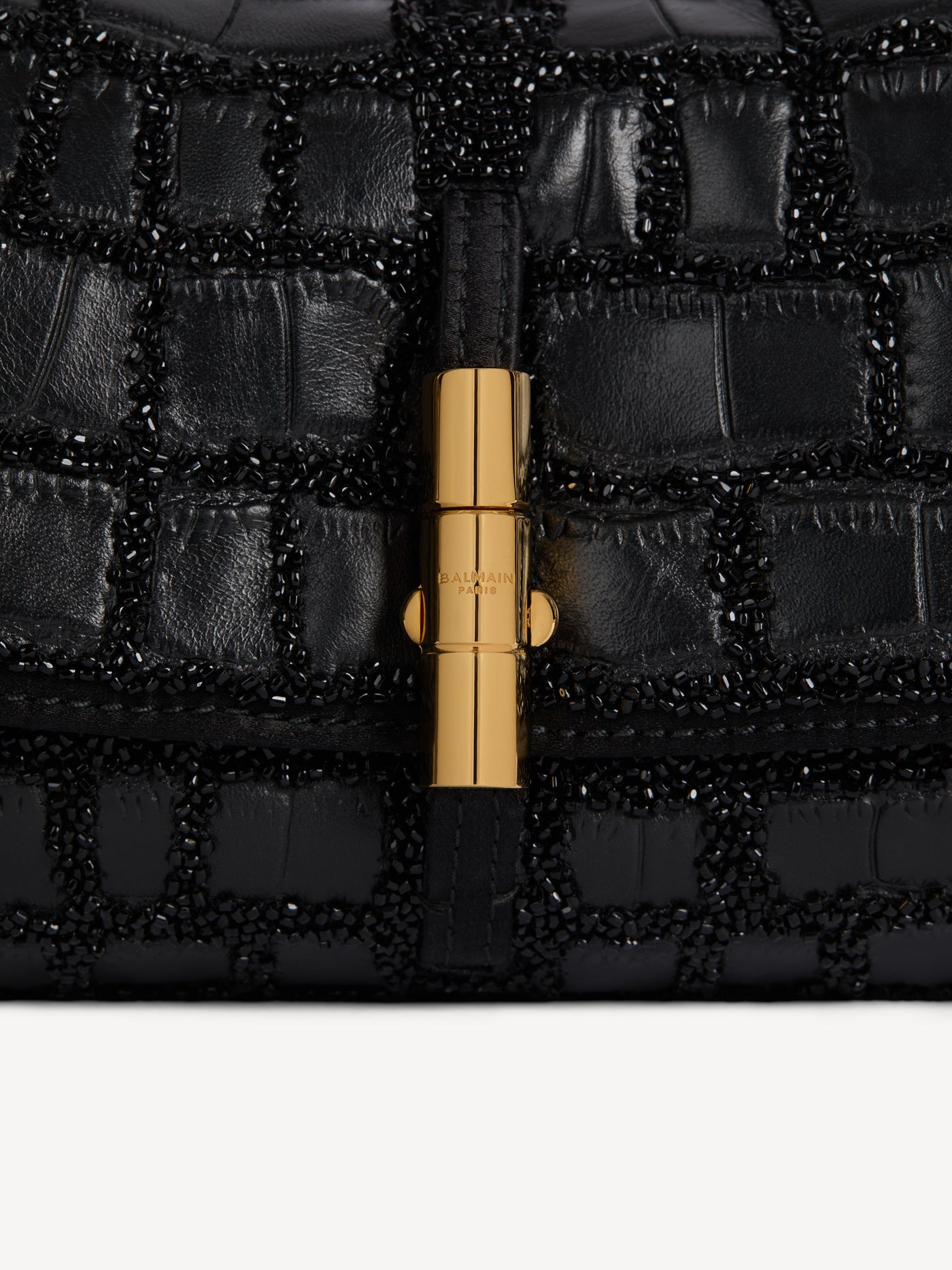 BALMAIN METROPOLIS bag in crocodile-effect leather with embroidery