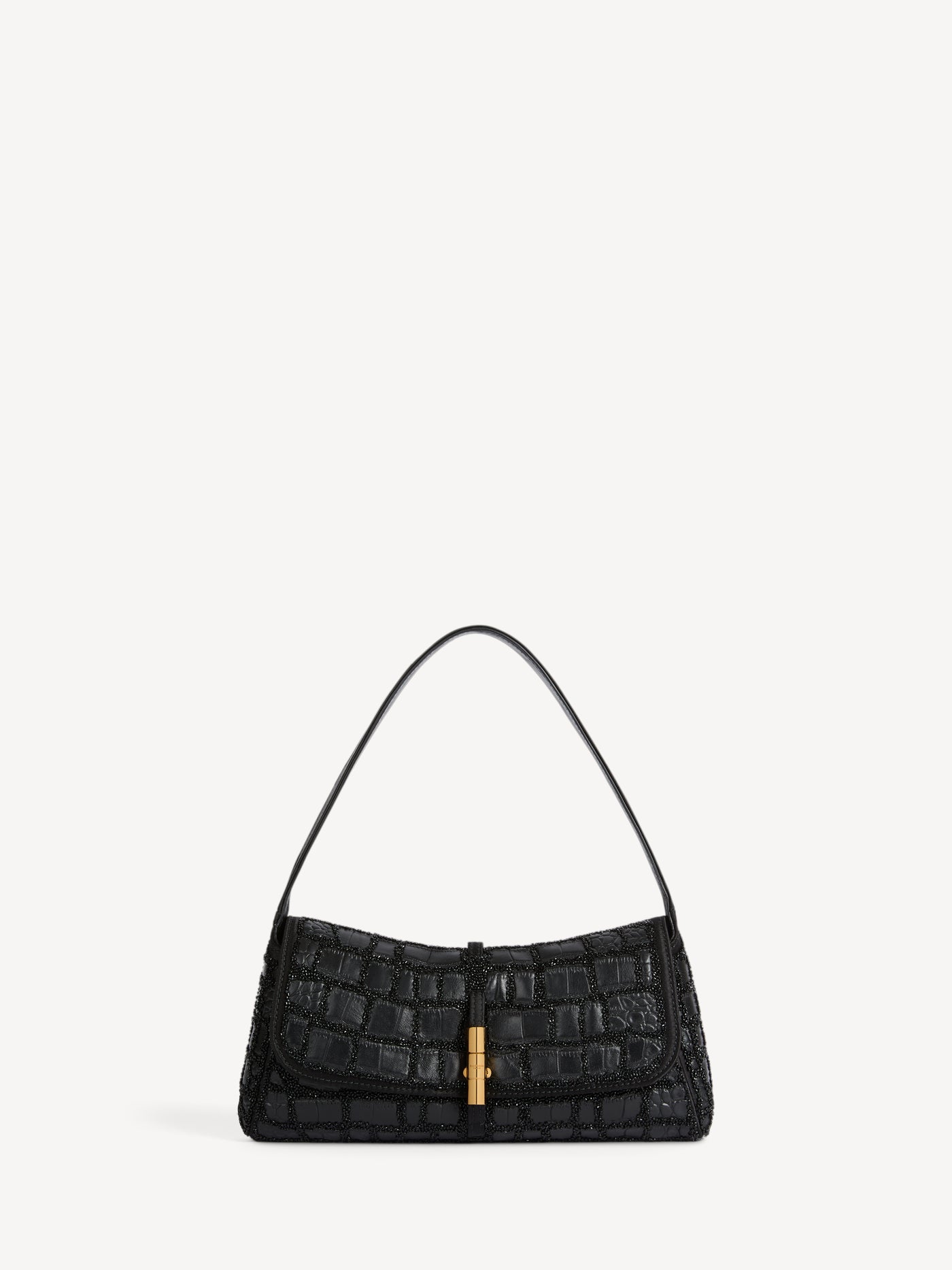 BALMAIN METROPOLIS bag in crocodile-effect leather with embroidery