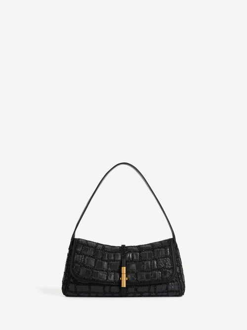 BALMAIN METROPOLIS bag in crocodile-effect leather with embroidery