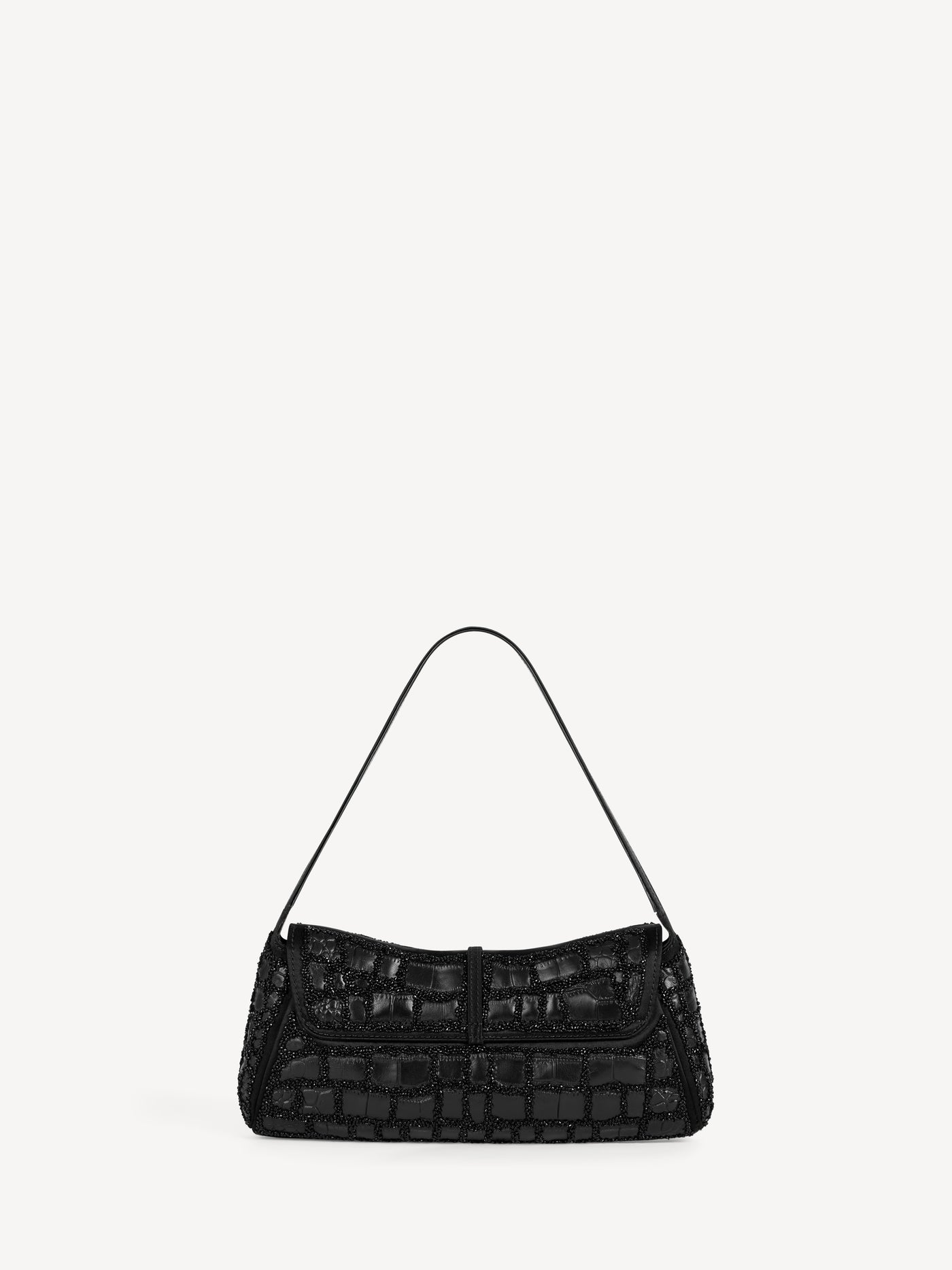 BALMAIN METROPOLIS bag in crocodile-effect leather with embroidery