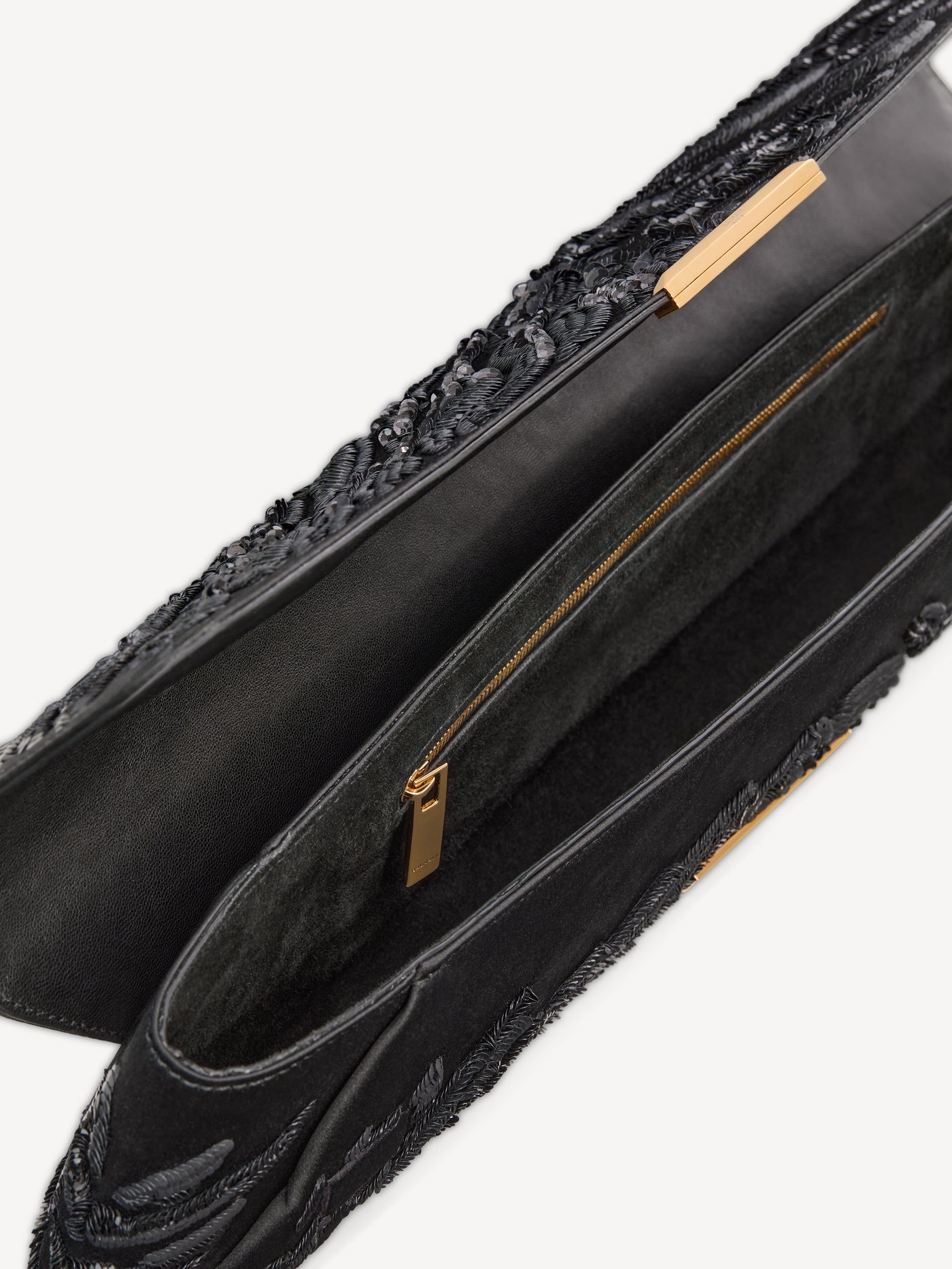 LONG CLUTCH bag in embroidered satin