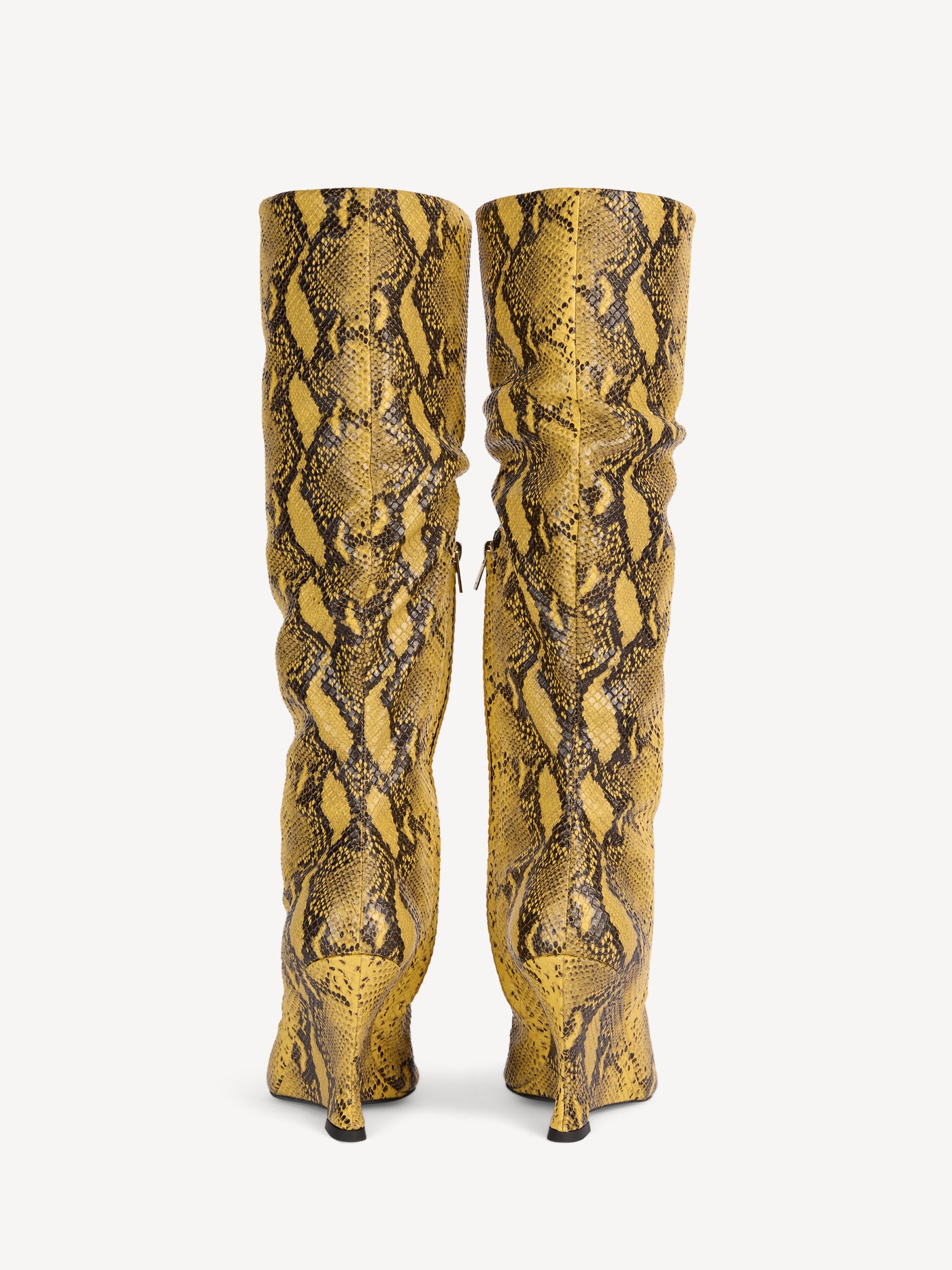 Wedge boots in python-effect leather
