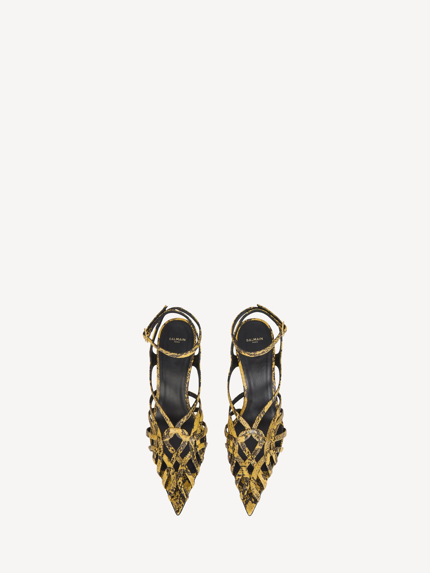 Python-effect leather Cage sandals