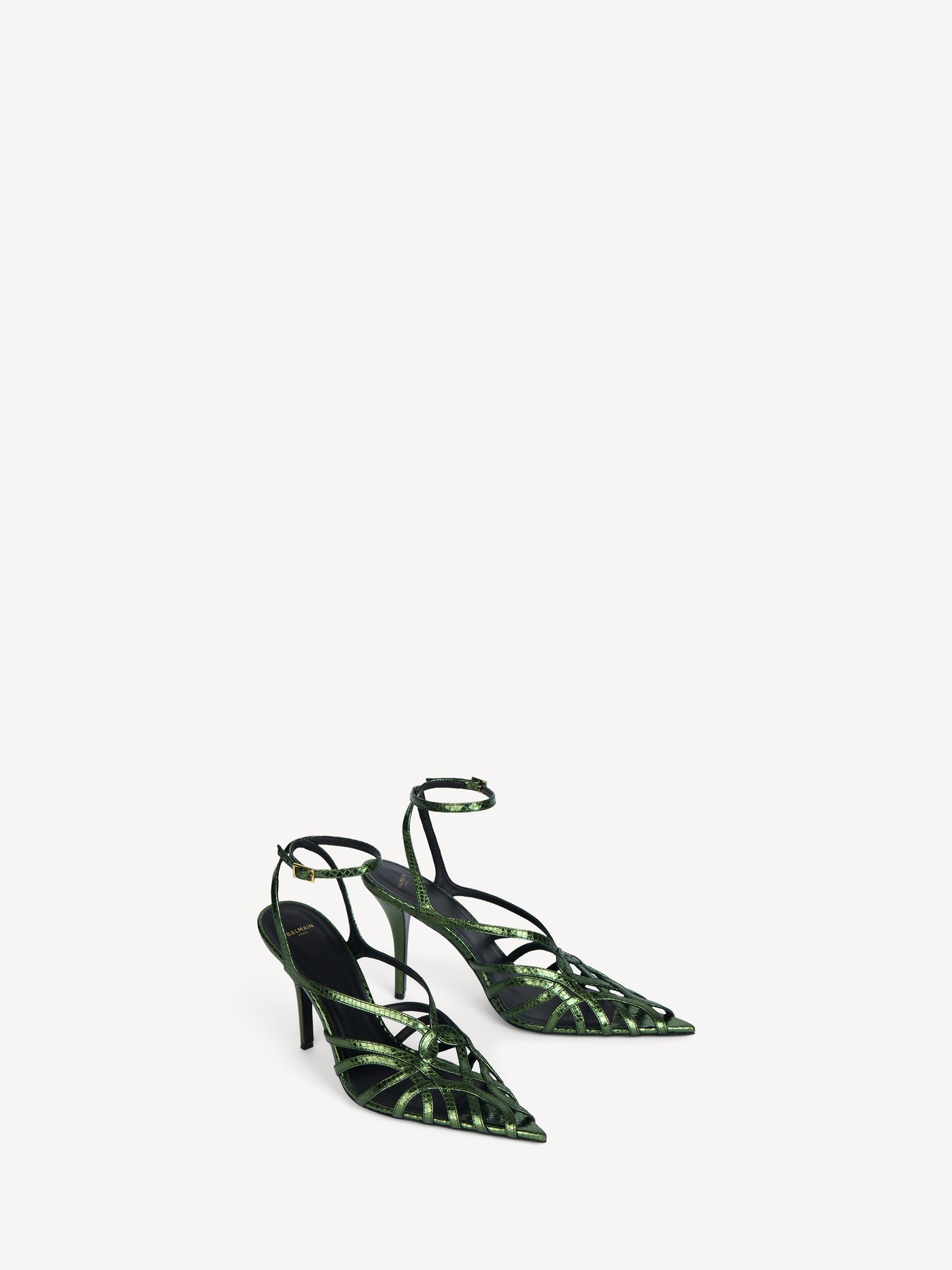 Python-effect leather Cage sandals