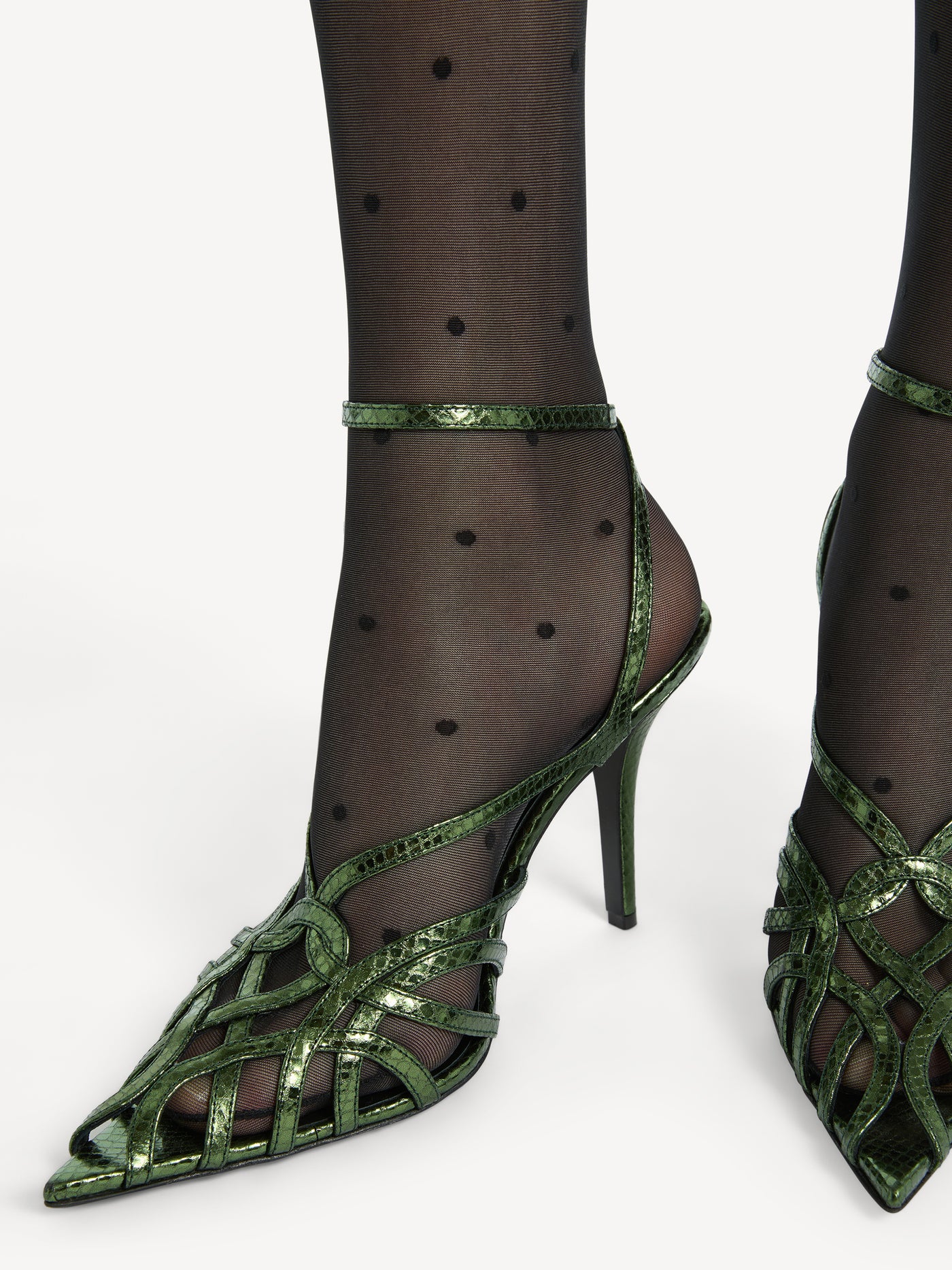 Python-effect leather Cage sandals