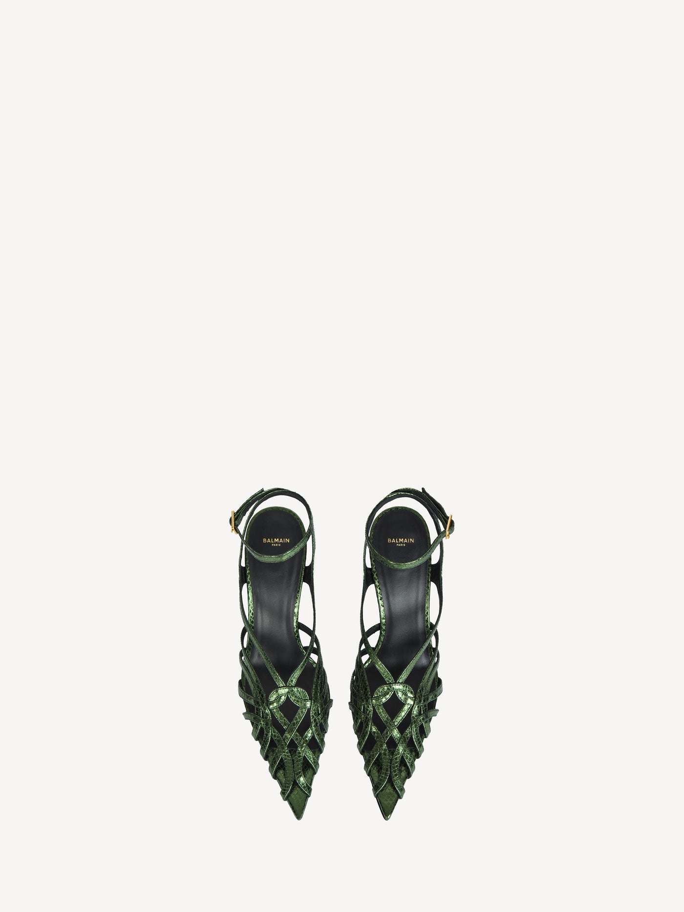 Python-effect leather Cage sandals