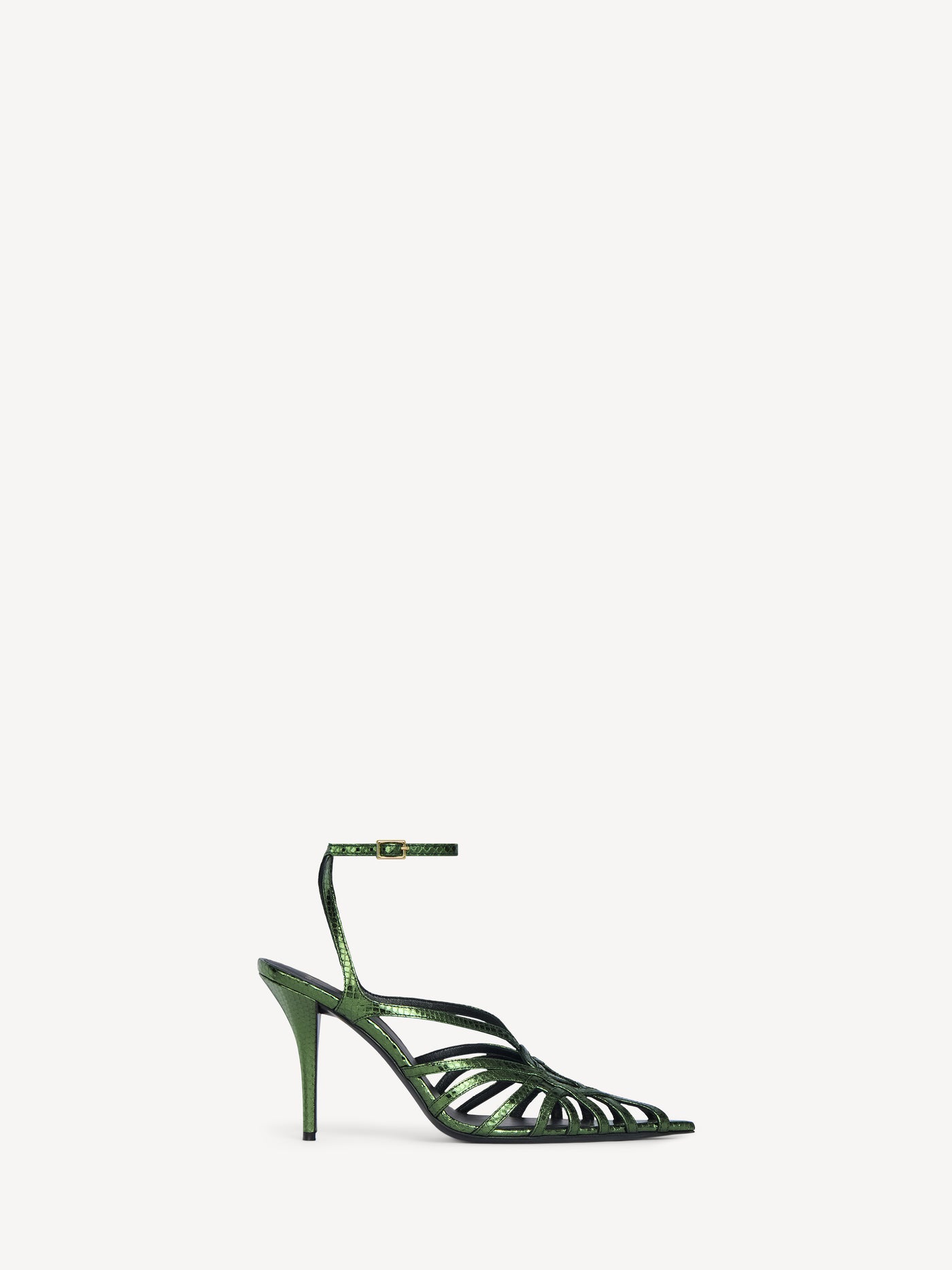 Python-effect leather Cage sandals
