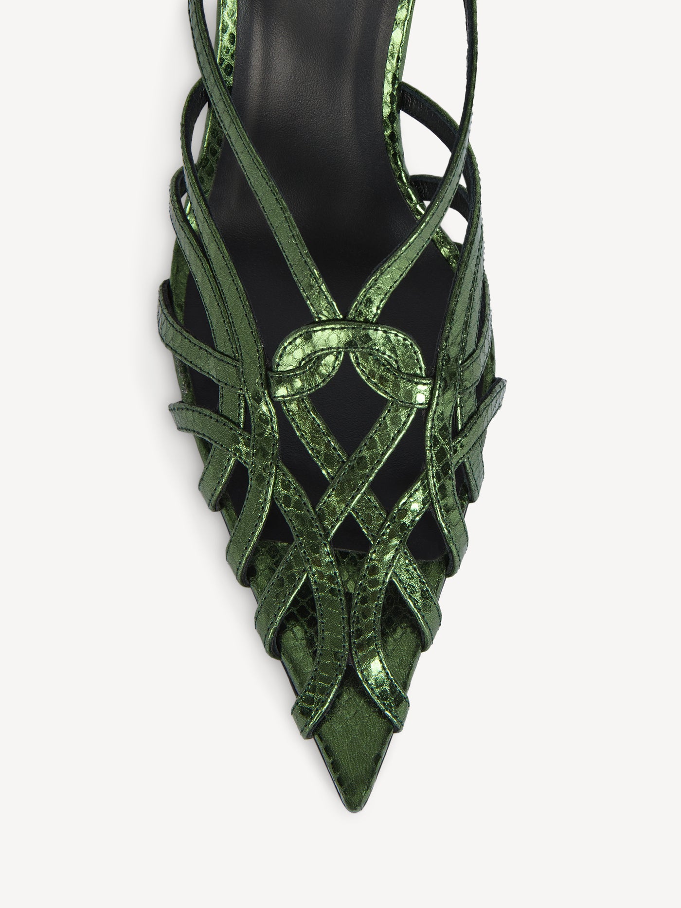 Python-effect leather Cage sandals
