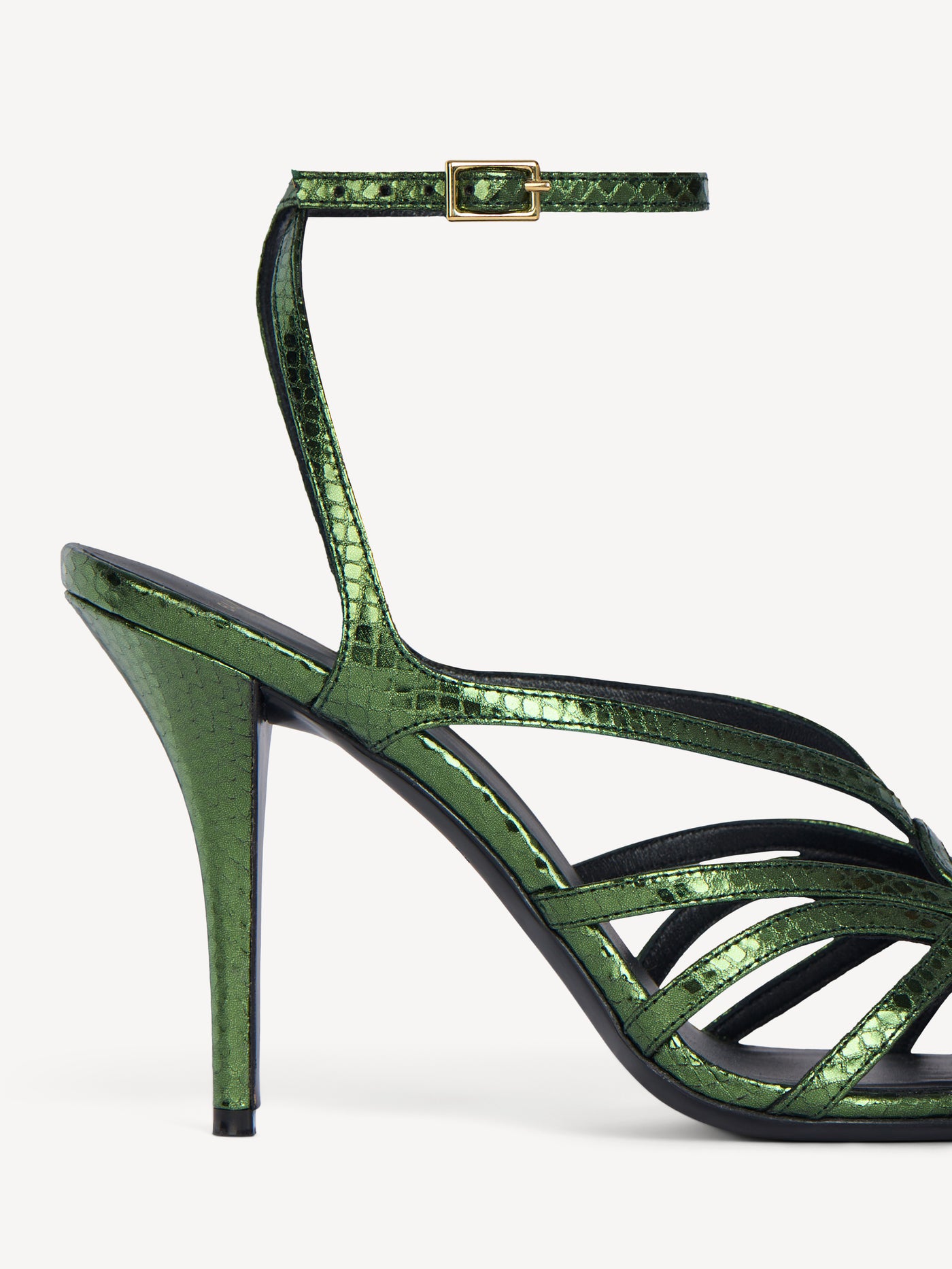 Python-effect leather Cage sandals