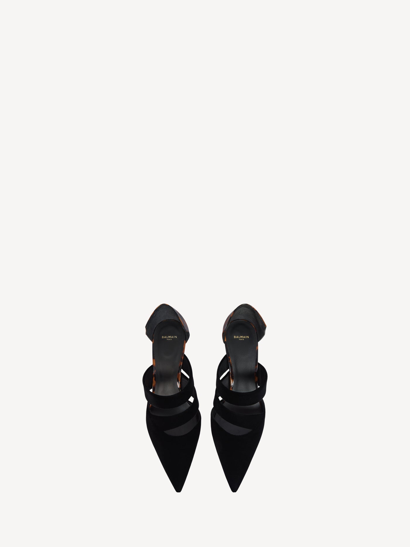Velvet and printed patent leather pumps