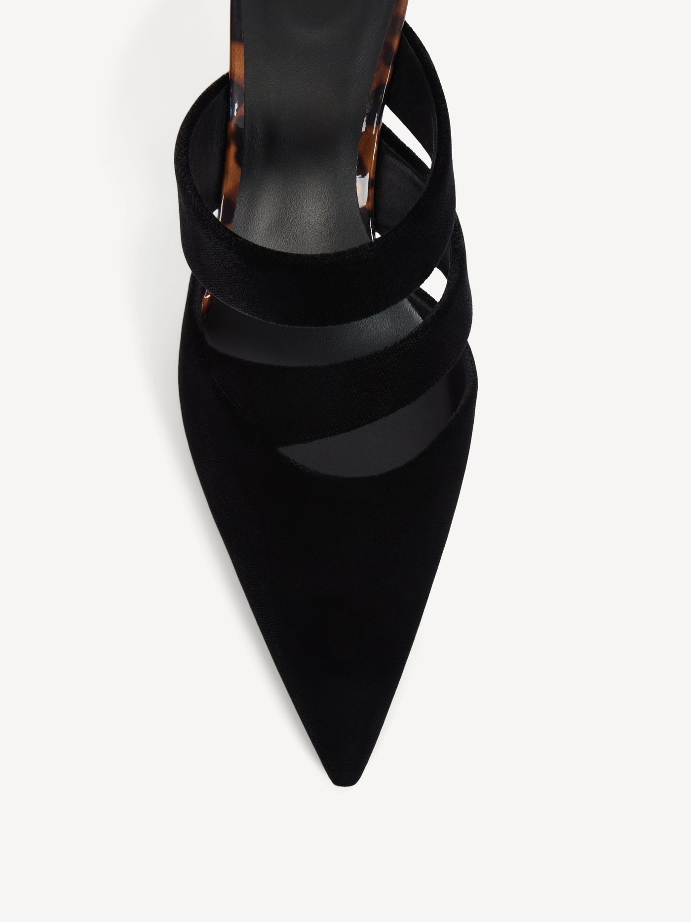 Velvet and printed patent leather pumps