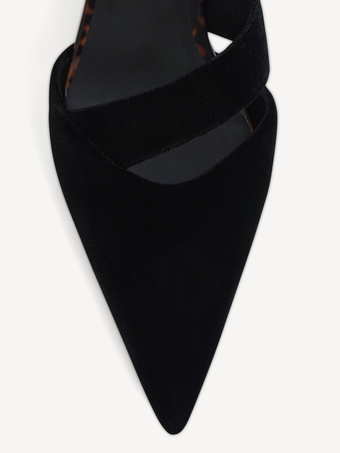 Velvet and printed patent leather mules