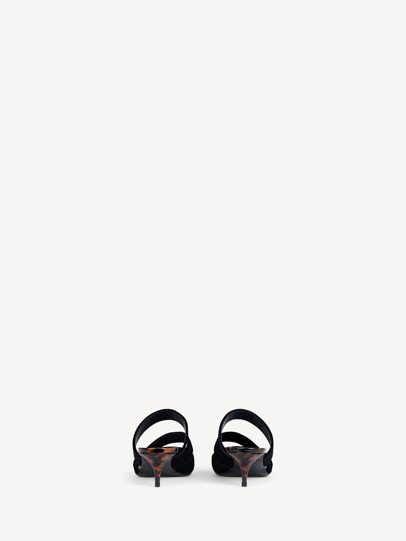 Velvet and printed patent leather mules