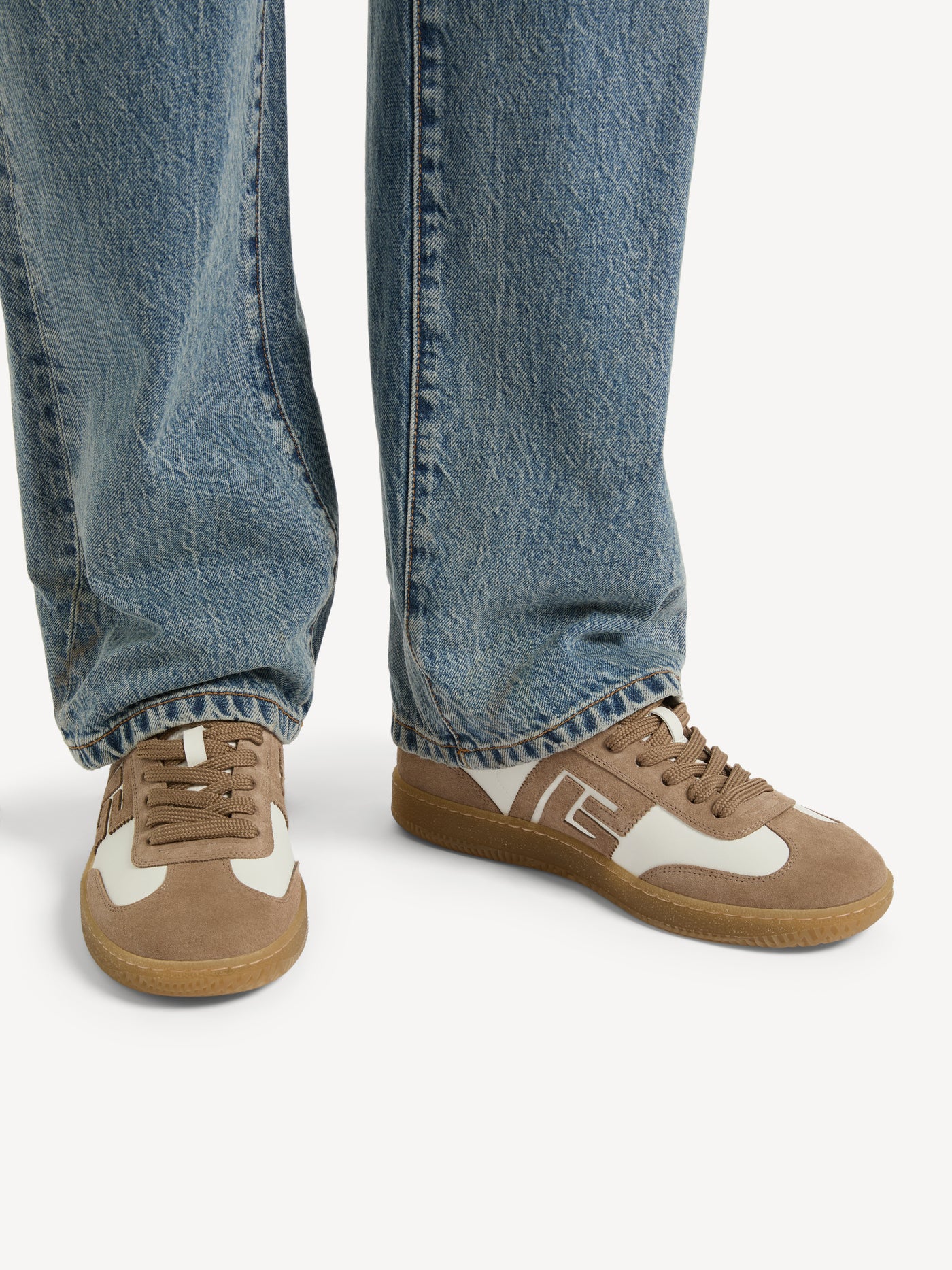 Balmain Swan sneakers in smooth leather and suede
