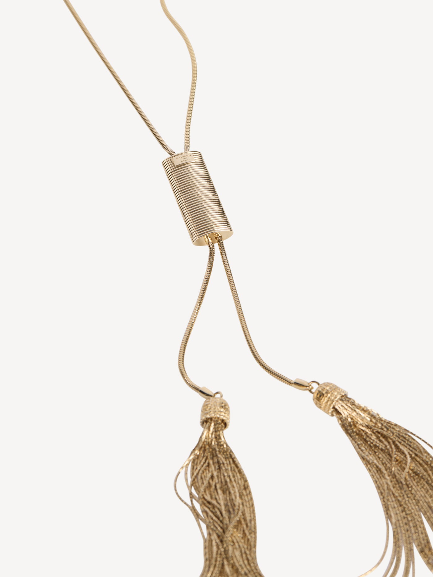 Long brass tassel necklace