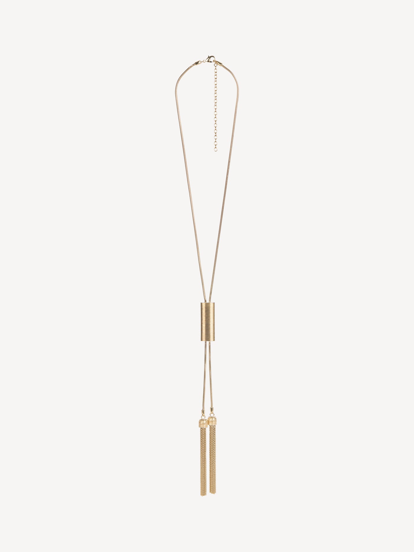 Long brass tassel necklace